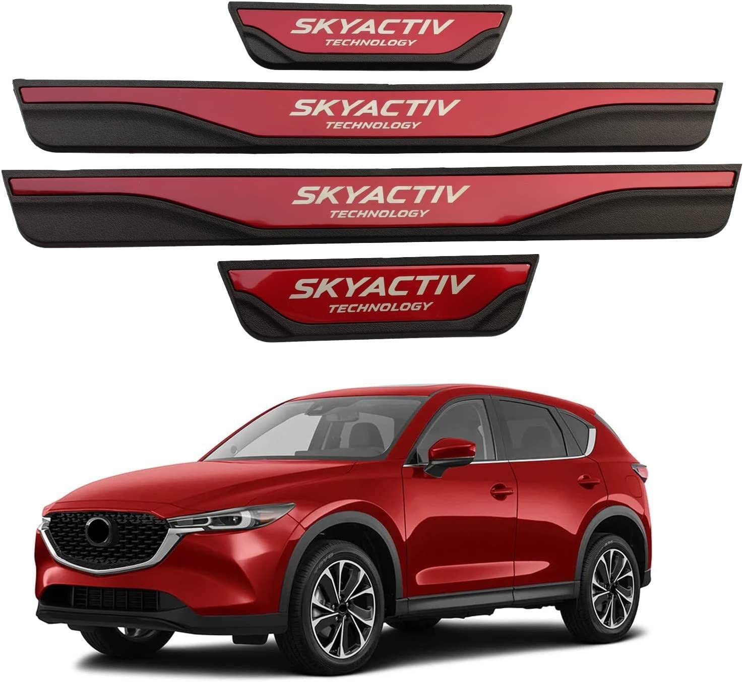 APEXRA Autozubehör Einstiegsleistenschutz, für Mazda 3 6 CX-30 CX-5 Trittbretter Schwellenschutz, Autoteile Türeinstiegsschutz (cx5(13-22) cx30(20-22) M3(14-20) M6(14-20) (rot) von APEXRA