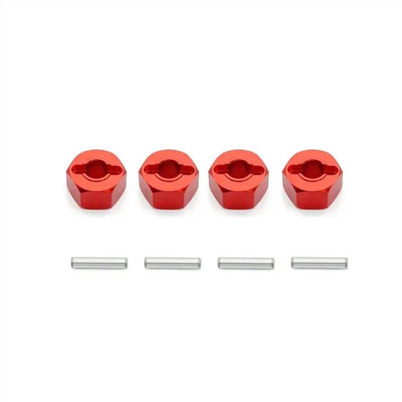 APMXQWIL RC Autoteile Für MJX Für Hyper Für Go H16 14301 14302 16207 16208 16209 16210 12mm Metall Rad Hex Hub Adapter RC Auto Upgrade Teile Zubehör(Red) von APMXQWIL