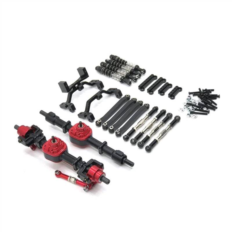 APMXQWIL RC Autoteile Für MN D90 D91 D96 MN98 99S 1/12 RC Autoteile Metall-Upgrade Vorder- Und Hinterachse Baugruppe Spurstange Stoßdämpfersatz Ersatzzubehör(Black) von APMXQWIL