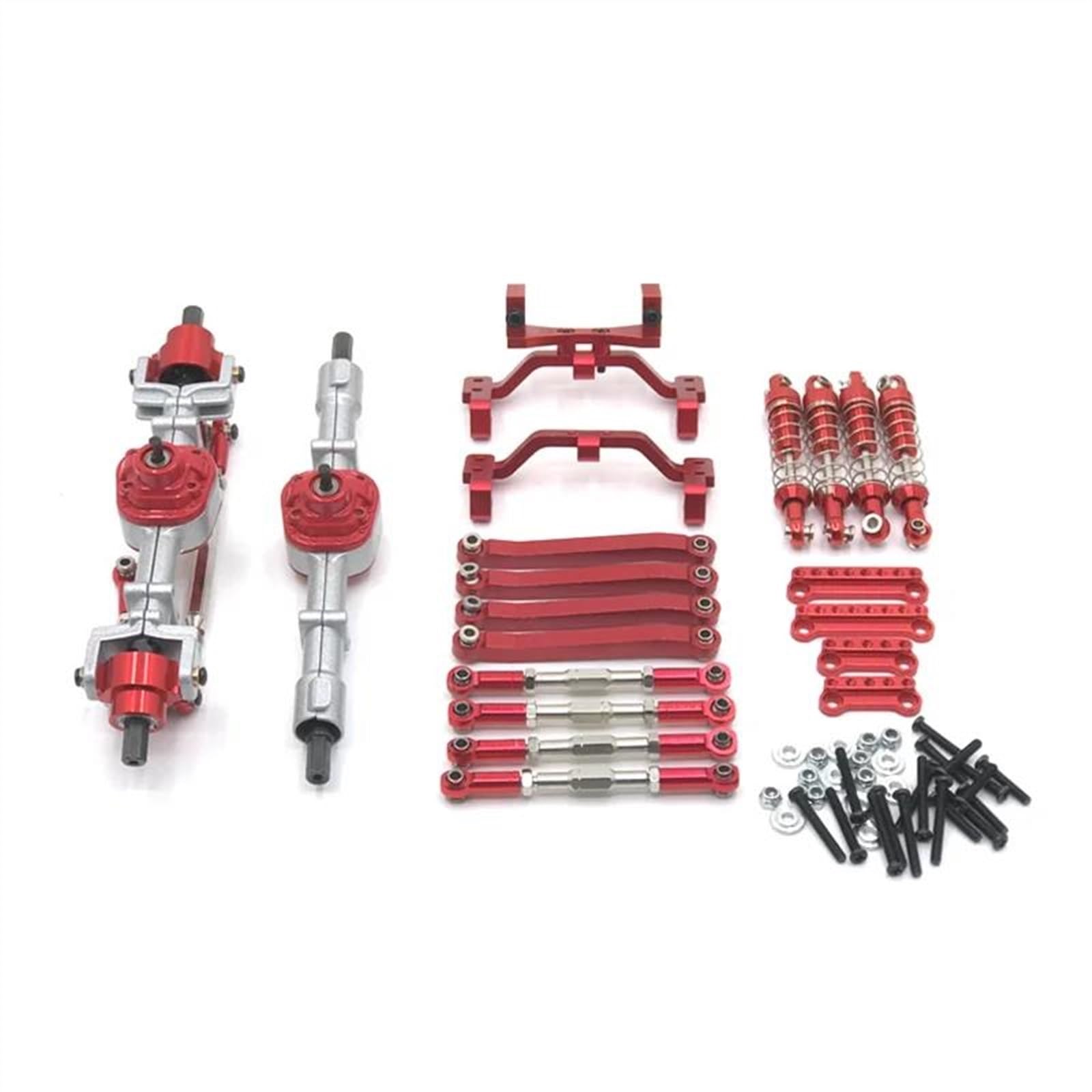 APMXQWIL RC Autoteile Für MN D90 D91 D96 MN98 99S 1/12 RC Autoteile Metall-Upgrade Vorder- Und Hinterachse Baugruppe Spurstange Stoßdämpfersatz Ersatzzubehör(Red) von APMXQWIL