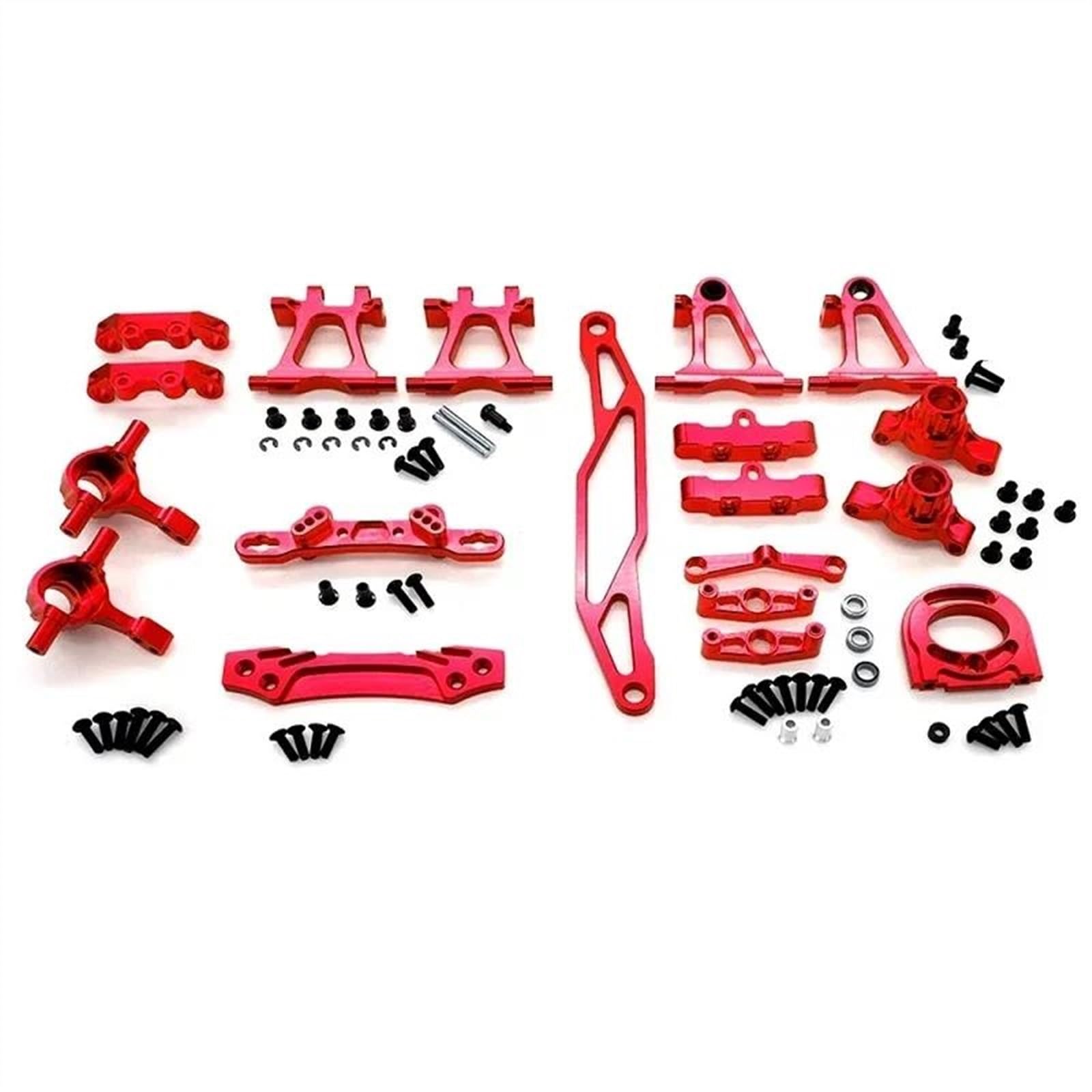 APMXQWIL RC Autoteile Für Tamiya Für TT02 1/10 Metall Modifikation Zubehörsatz Querlenker Halterung Achsschenkel Dämpferturm Stoßfängerplatte RC Auto Upgrade Teile(Red) von APMXQWIL