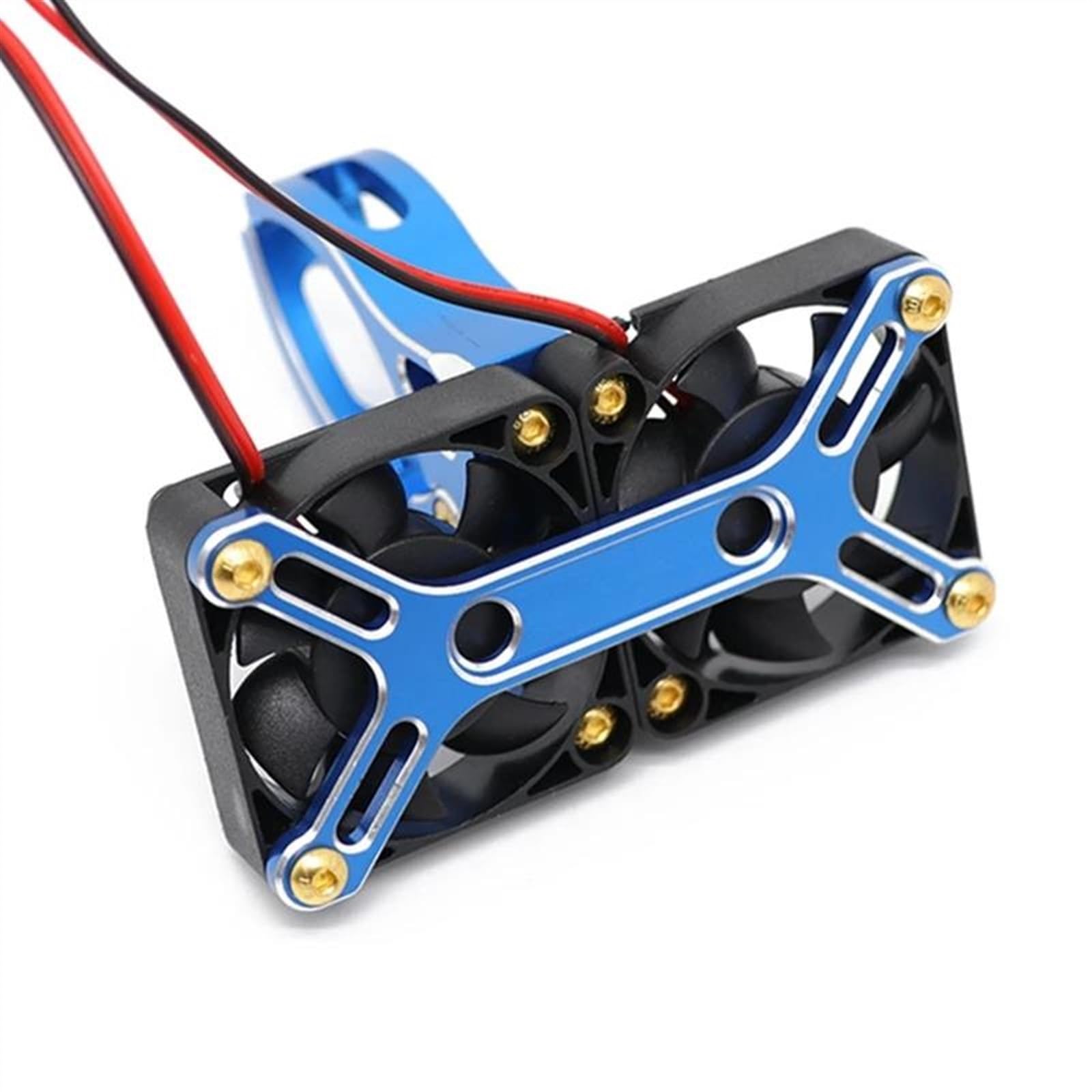 APMXQWIL RC Autoteile Für Traxxas 1/5 Für X-Maxx 6S 8S 1/5 Für Arrma Für Kraton Für Outcast 4985 1717 Bürstenlosen Motor Kühlkörper Dual Lüfter Kühlkörper RC LKW Auto Upgrade Teile(Blue) von APMXQWIL