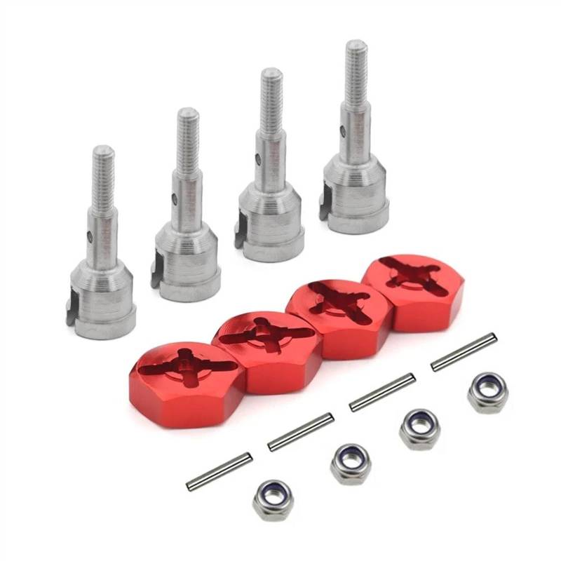 APMXQWIL RC Autoteile Für WLtoys Für A959 A969 K929 A979 A959B A969-B 1/18 Rad Conversion Set Achse 12 Mm Hex Dive Hub Drehen 1/10 On Road RC Auto Upgrade Teile(Red,Size 2) von APMXQWIL