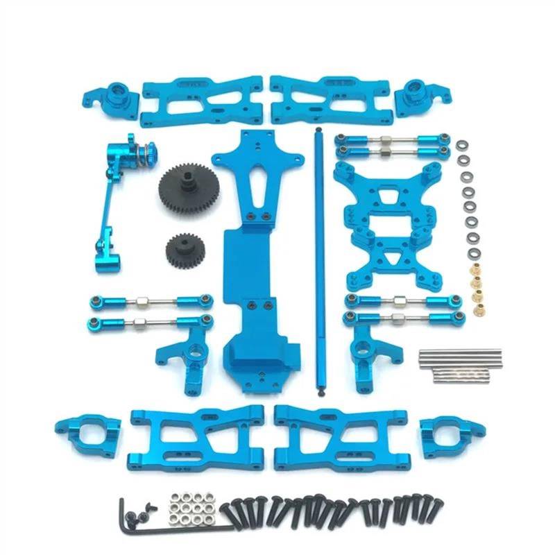 APMXQWIL RC Autoteile Für Wltoys 144001 144002 144010 1/14 Metall-Tuning-Teile-Kits Schwinge Verbindungsstange Lenkblock Tasse Dämpferturm RC Autozubehör(Blue) von APMXQWIL