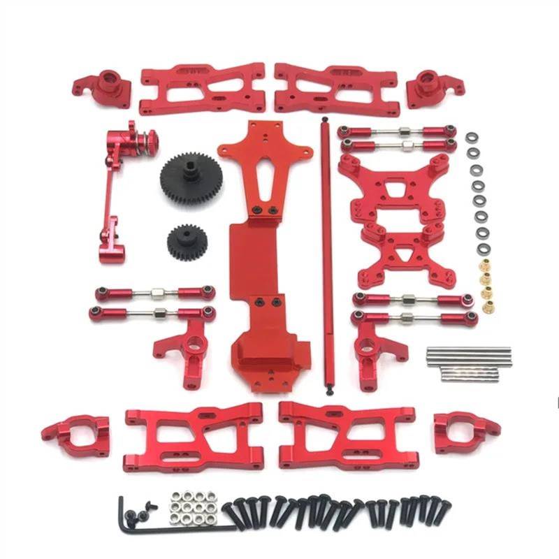 APMXQWIL RC Autoteile Für Wltoys 144001 144002 144010 1/14 Metall-Tuning-Teile-Kits Schwinge Verbindungsstange Lenkblock Tasse Dämpferturm RC Autozubehör(Red) von APMXQWIL