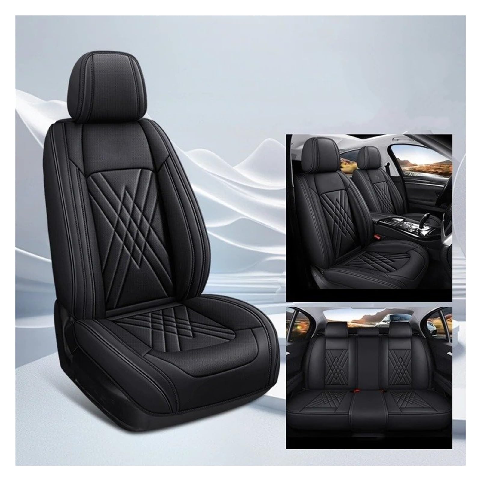 APNWVFO Sitzbezügesets Für 3er-Serie Alle Automodelle E46 E90 E93 F30 F31 F34 F35 G20 G21 G28 Universeller Autositzbezug Autositzüberzug(A-Black 5 Seats) von APNWVFO