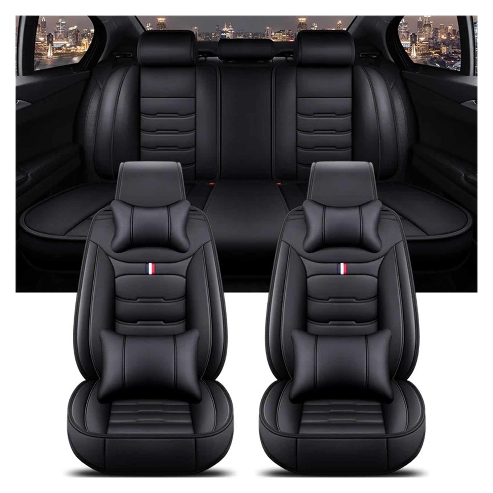 APNWVFO Sitzbezügesets Für 5er-Serie Alle Automodelle F10 F11 G30 G31 E39 E60 E61 F07 F18 G38 Universeller Autositzbezug Autositzüberzug(B-Black 5 Seat) von APNWVFO