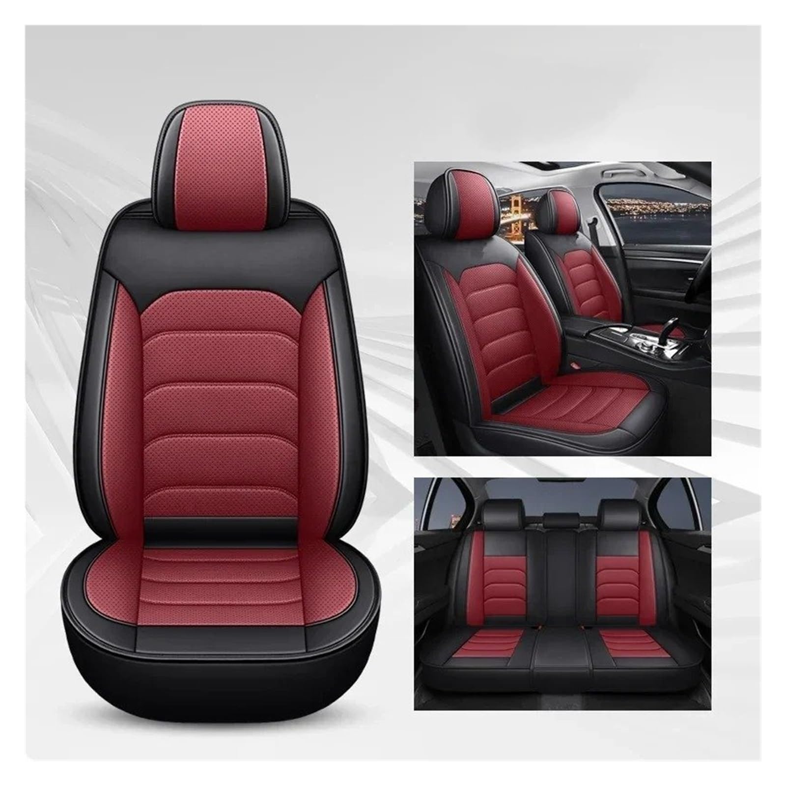 APNWVFO Sitzbezügesets Für Chery Für Tiggo 3 Für Tiggo 5 Für Tiggo 7 8 Universal Auto Sitzbezug Sitzschutz Autositzüberzug(A-Black red 5 Seat) von APNWVFO