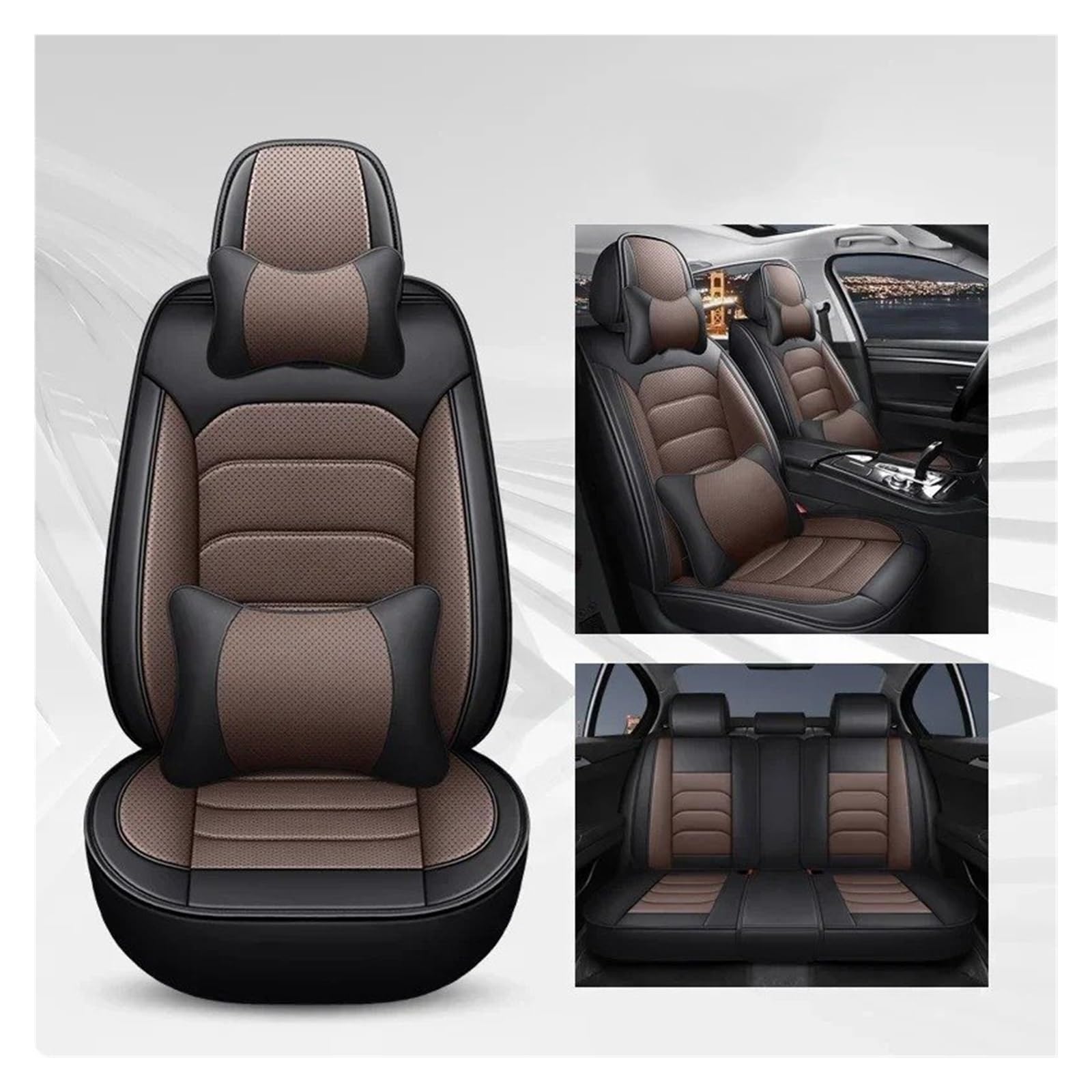 APNWVFO Sitzbezügesets Für Chery Für Tiggo 3 Für Tiggo 5 Für Tiggo 7 8 Universal Auto Sitzbezug Sitzschutz Autositzüberzug(B-Black Coffee 5 Seat) von APNWVFO