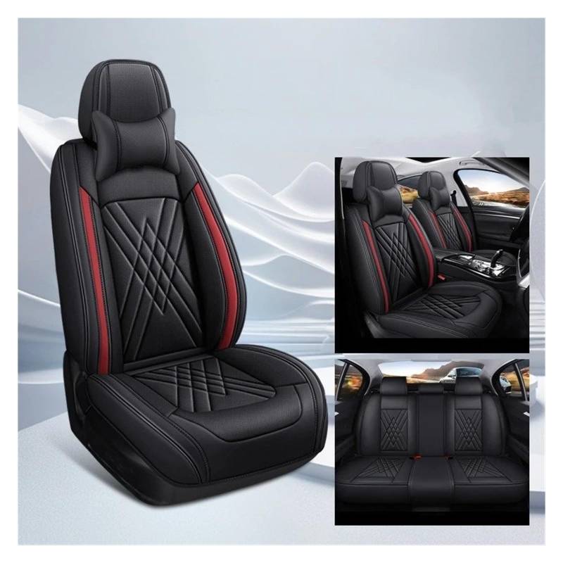 APNWVFO Sitzbezügesets Für Chevrolet Alle Automodelle Für Cruze Für Blazer Für Captiva Für Camaro Für Aveo Für Malibu Für Equinox Universeller Autositzbezug Autositzüberzug(B-Black red 5 Seats) von APNWVFO