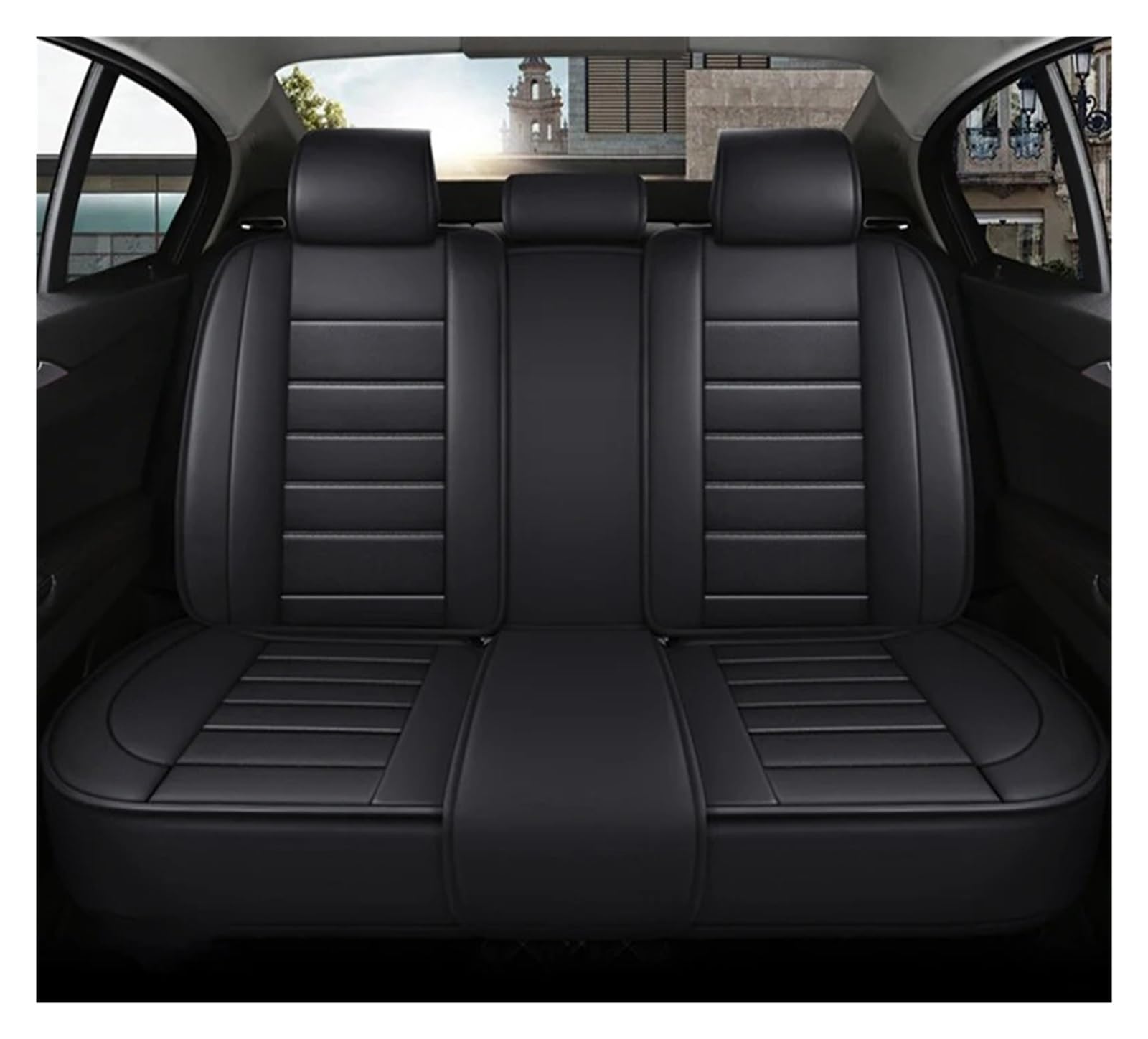 APNWVFO Sitzbezügesets Für Chevrolet Für Cruze Für Captiva Für Sonic Für Sail Für Onix Für Lova Für Trax Universeller Autositzbezug Autositzüberzug(Rear Seats Black) von APNWVFO