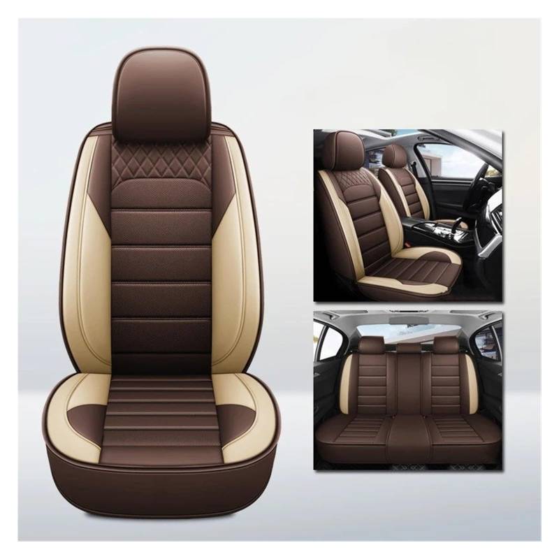 APNWVFO Sitzbezügesets Für Chevrolet Für Spark Für Captiva Für Camaro Für Lova Für Aveo Für Tracker Autositzbezüge Universelle Sitzschoner Autositzüberzug(A-Beige Coffee 5seat) von APNWVFO