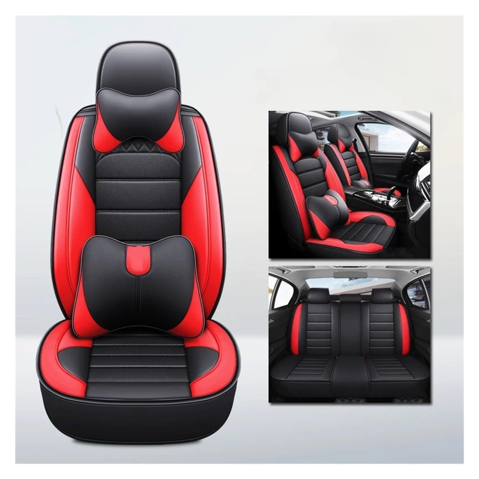 APNWVFO Sitzbezügesets Für Chevrolet Für Spark Für Captiva Für Camaro Für Lova Für Aveo Für Tracker Autositzbezüge Universelle Sitzschoner Autositzüberzug(B-Black red 5seat) von APNWVFO