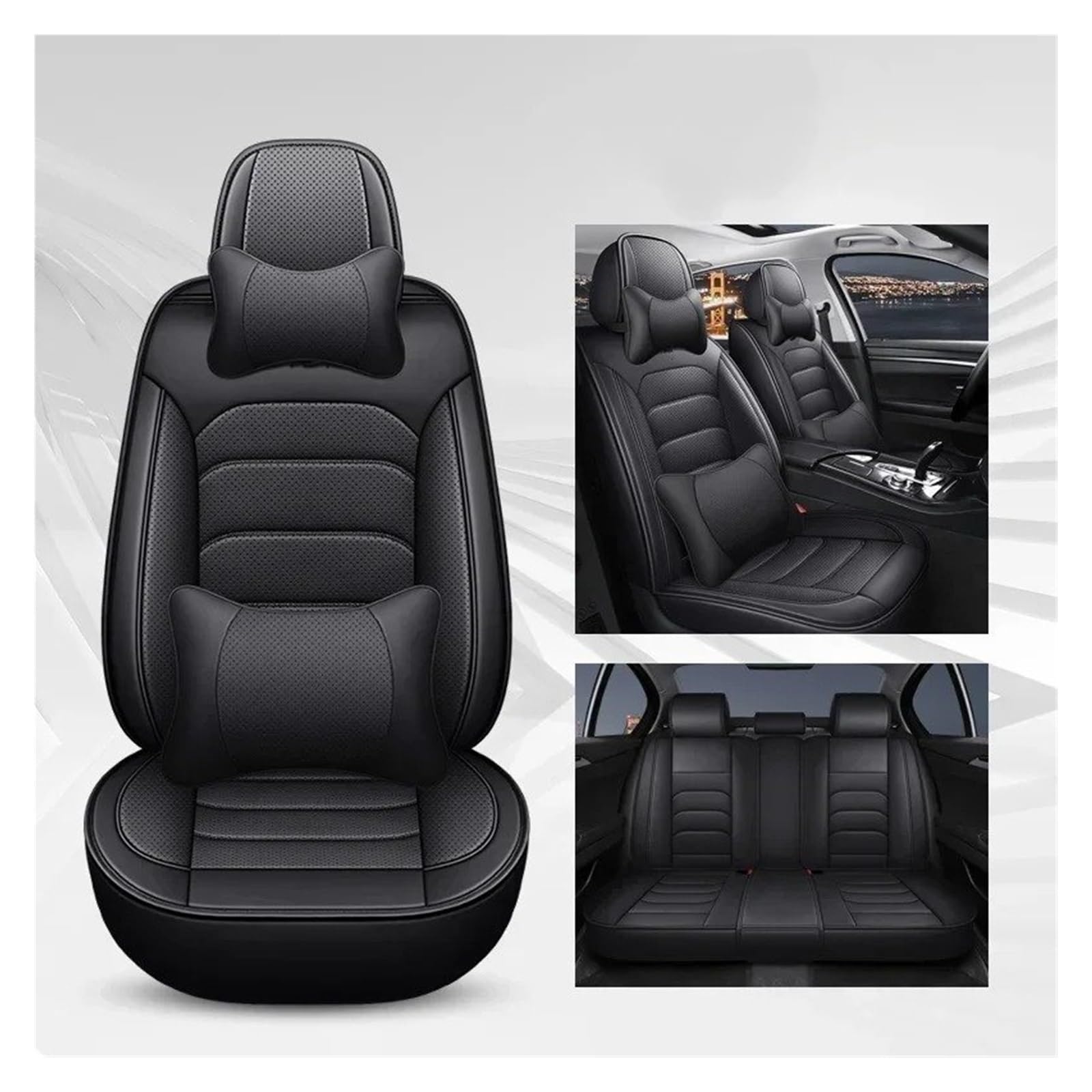 APNWVFO Sitzbezügesets Für Chevrolet Für Spark Für Captiva Für Camaro Für Lova Für Tracker Universal Autositzbezug Sitzschutz Autositzüberzug(B-Black 5 Seat) von APNWVFO