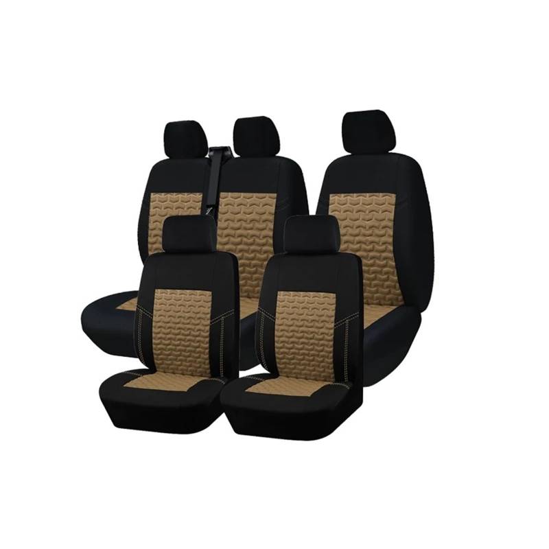 APNWVFO Sitzbezügesets Für Citroen Für Relais 2 + 1 Universal 4mm Schwamm Sitzbezüge Fit Für Die Meisten Van LKW Autositzüberzug(AD9509-Beige-Set) von APNWVFO