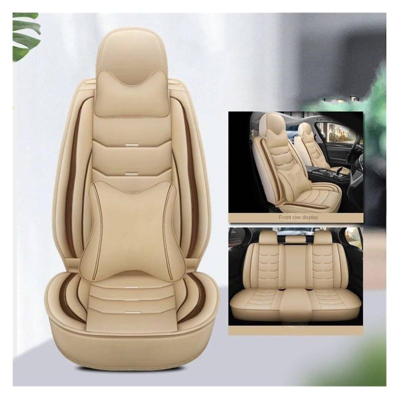 APNWVFO Sitzbezügesets Für City Für Crosstour Für Breeze Für Vezel Für Accord Für Odyssey Für Integra Universeller Autositzbezug Aus Leder Autositzüberzug(B-Beige 5seat) von APNWVFO