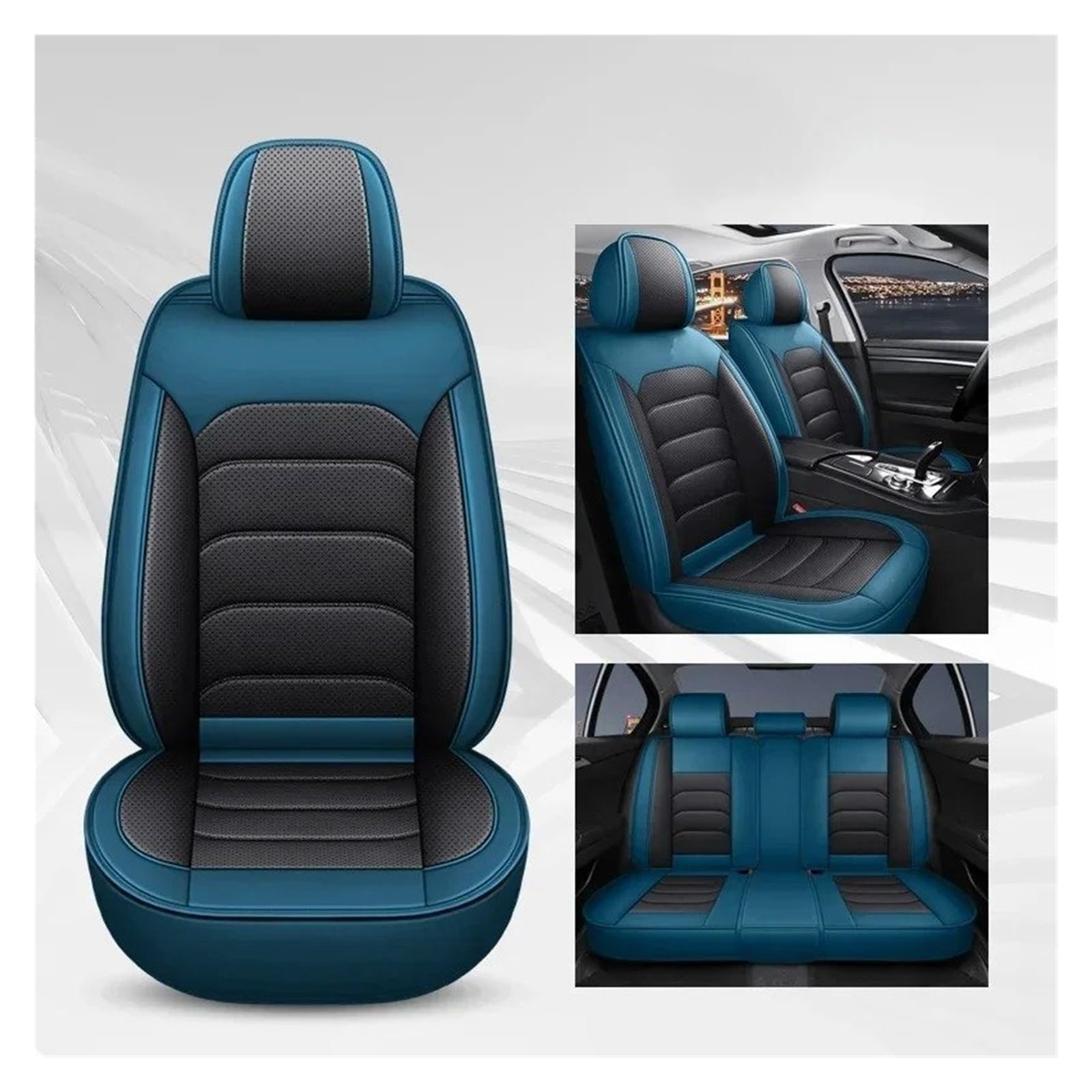 APNWVFO Sitzbezügesets Für FIAT Für Freemont Für Bravo Universal Style Autositzbezug Autositzüberzug(A-Bule Black 5 Seat) von APNWVFO