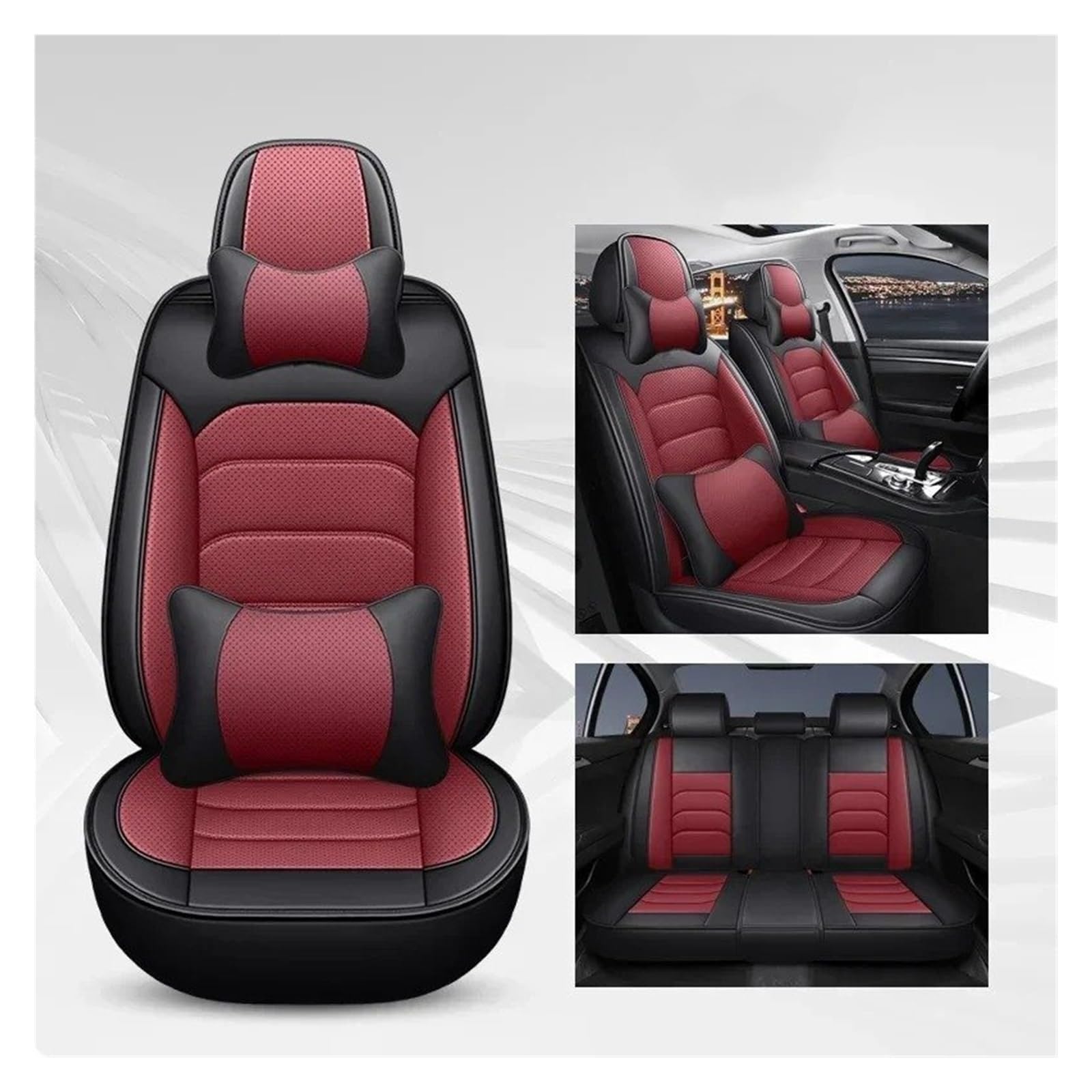 APNWVFO Sitzbezügesets Für FIAT Für Freemont Für Bravo Universal Style Autositzbezug Autositzüberzug(B-Black Red 5 Seat) von APNWVFO