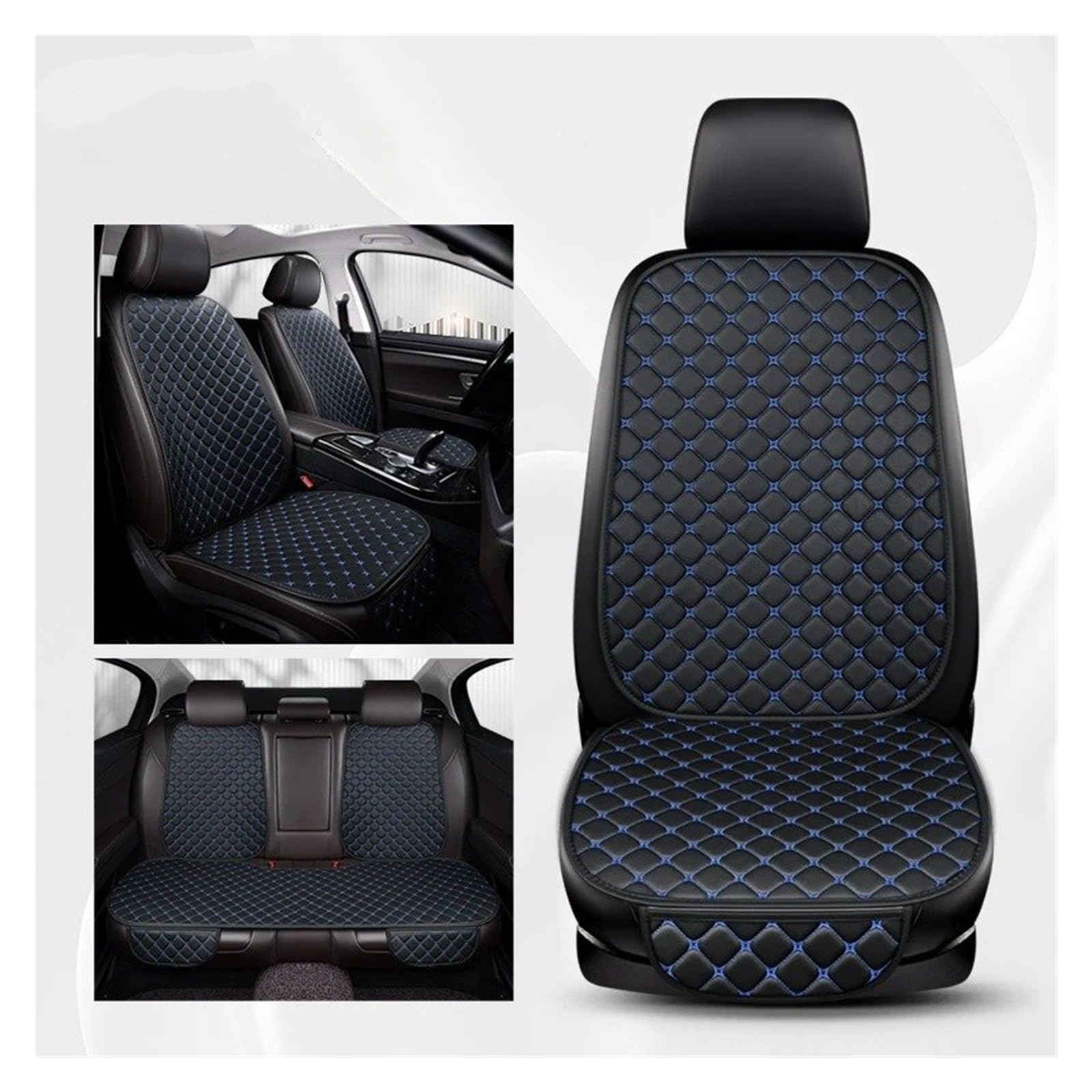 APNWVFO Sitzbezügesets Für Ford Für Focus MK2 Für Edge Für Explorer Für Ecosport Für Escape Für Fiesta Für C-MAX Universeller Autositzbezug Autositzüberzug(Black Bule 5 Seats) von APNWVFO