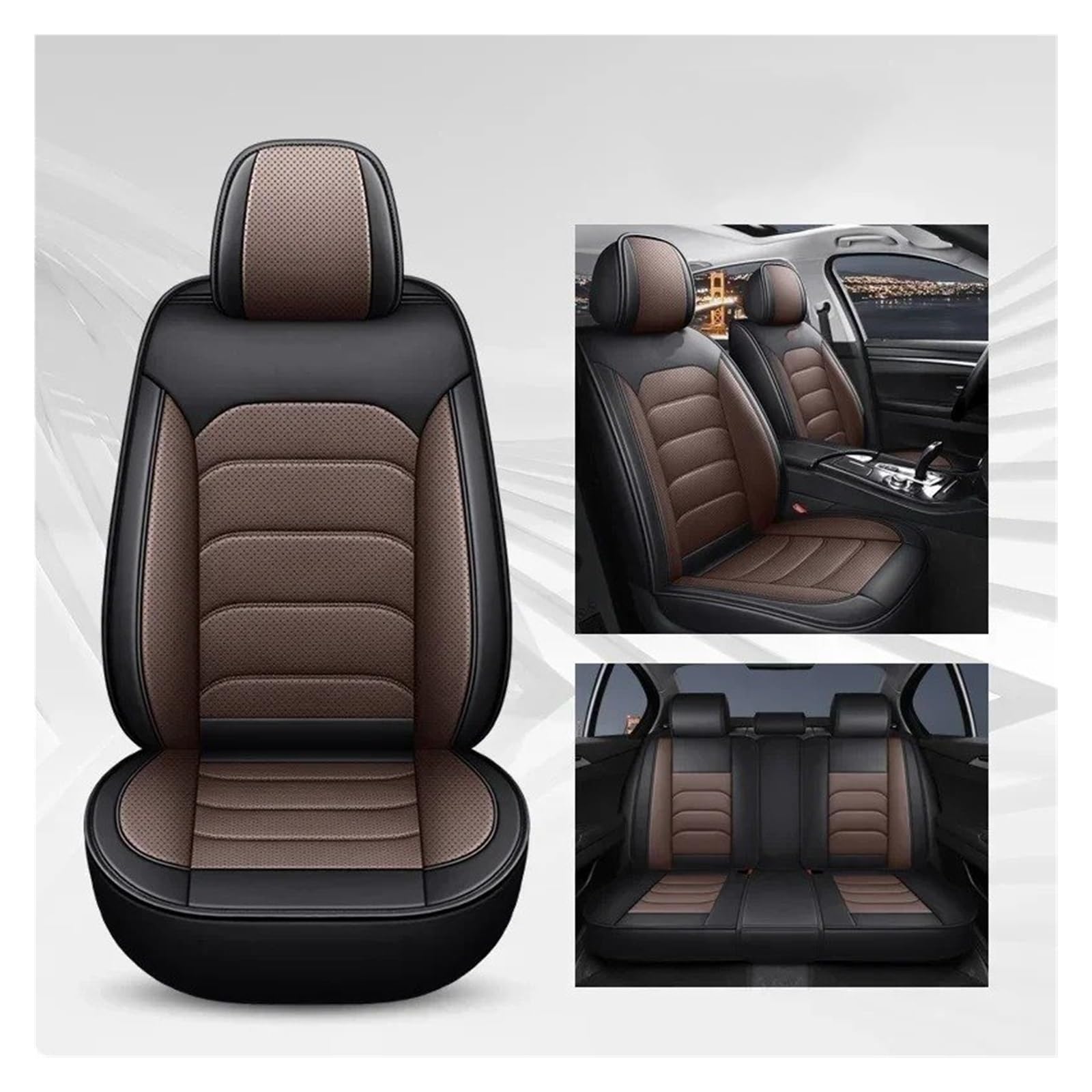 APNWVFO Sitzbezügesets Für Haval F7 F7X H6 H9 Für Jolion Universal Style Autositzbezug Autositzüberzug(A-Black Coffee 5 Seat) von APNWVFO