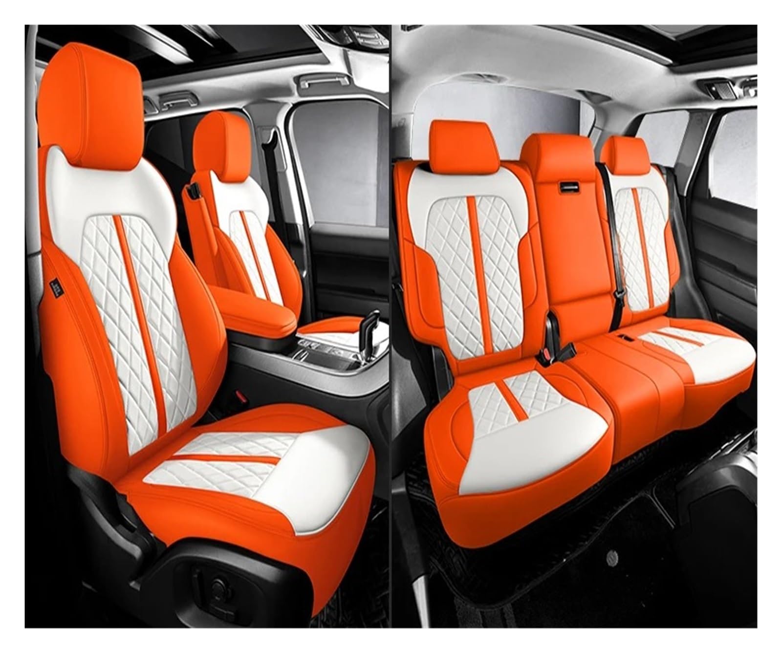 APNWVFO Sitzbezügesets Für Hyundai Für I30 Für Ix35 Für Kona Für Tucson Für Solaris Für Sonata Für Santa Fe Für Elantra Auto Sitzbezüge Autositzüberzug(5Piece-Orange) von APNWVFO