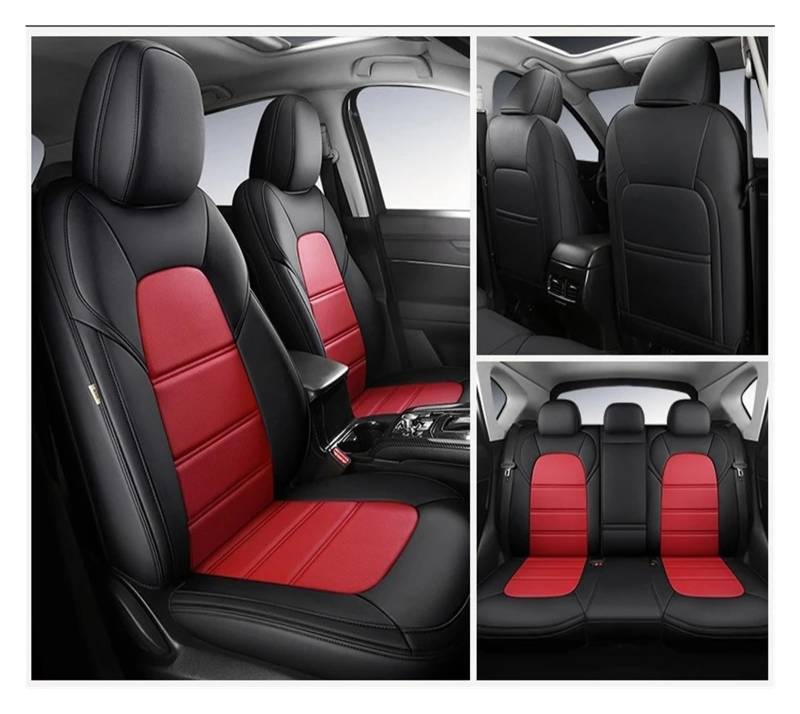 APNWVFO Sitzbezügesets Für Kia Für Sportage Für Sorento Für Stonic Für Soul Für Rio Für Seltos Für Optima Auto Sitzbezug Autositzüberzug(5Piece-Black Red) von APNWVFO