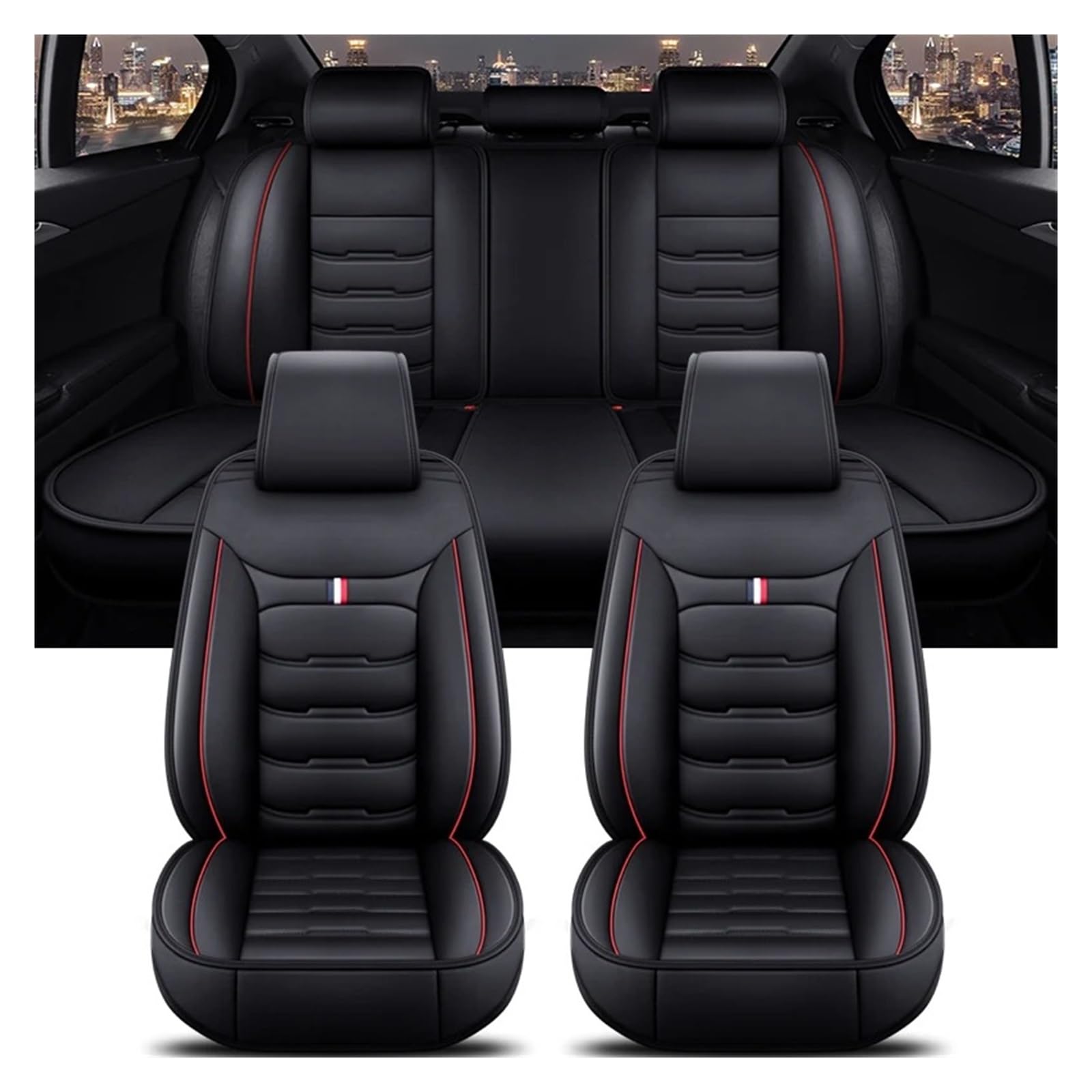 APNWVFO Sitzbezügesets Für MG Alle Automodelle ZS EV GT Für EHS RX5 MG4 Für Mulan MG5 Für Marvel R MG6 Universeller Autositzbezug Autositzüberzug(B-Black Red 5 Seat) von APNWVFO