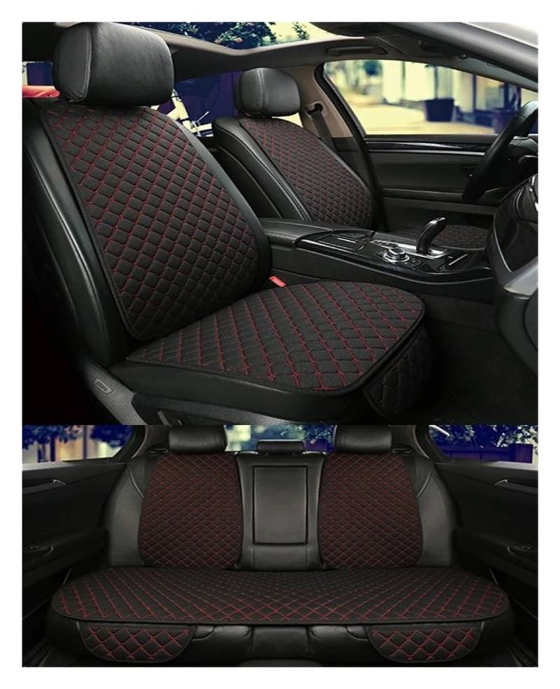 APNWVFO Sitzbezügesets Für MG Für ZS GT HS RX5 MG5 MG6 Leinen Auto Sitzbezug Sitzkissen Auto Zubehör Vordere Reihe Zurück Reihe Autositzüberzug(Black Red 5 seat) von APNWVFO