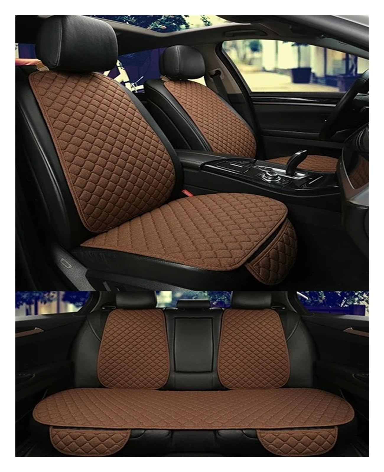 APNWVFO Sitzbezügesets Für MG Für ZS GT HS RX5 MG5 MG6 Leinen Auto Sitzbezug Sitzkissen Auto Zubehör Vordere Reihe Zurück Reihe Autositzüberzug(Coffee 5 seat) von APNWVFO