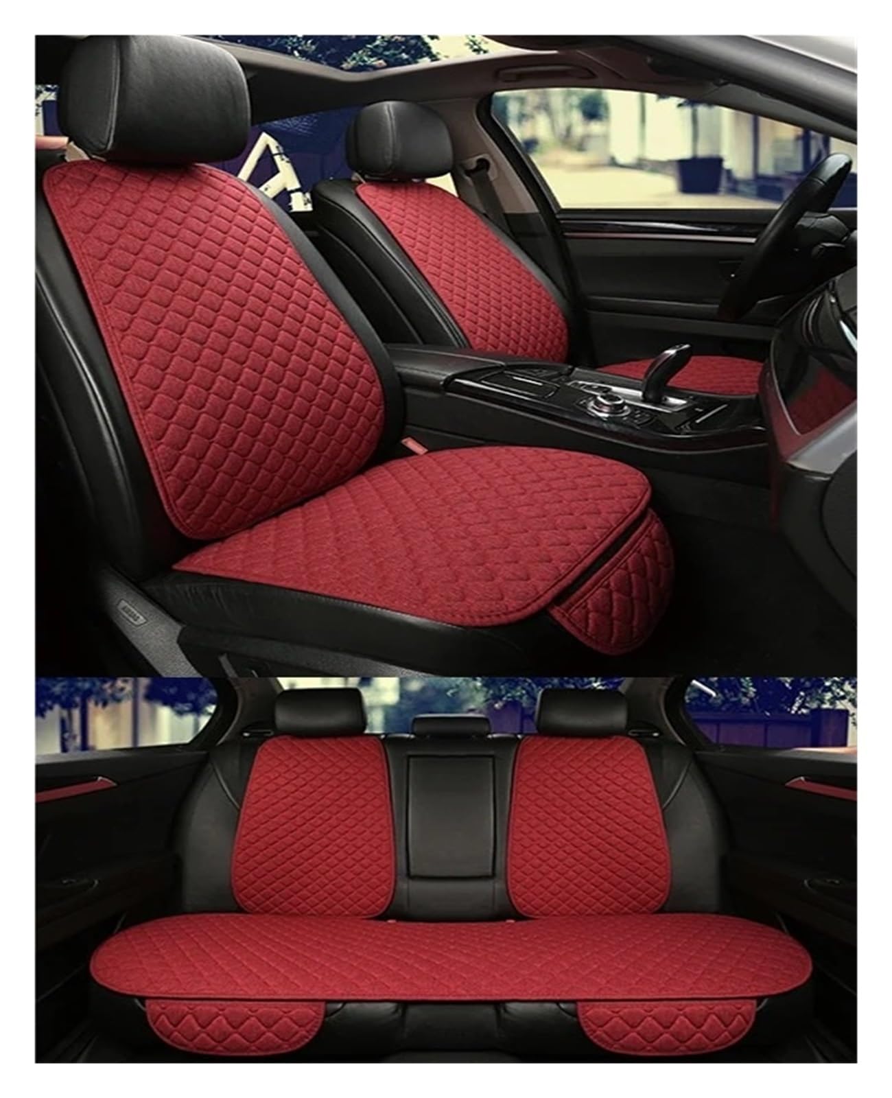 APNWVFO Sitzbezügesets Für MG Für ZS GT HS RX5 MG5 MG6 Leinen Auto Sitzbezug Sitzkissen Auto Zubehör Vordere Reihe Zurück Reihe Autositzüberzug(Red 5 seat) von APNWVFO