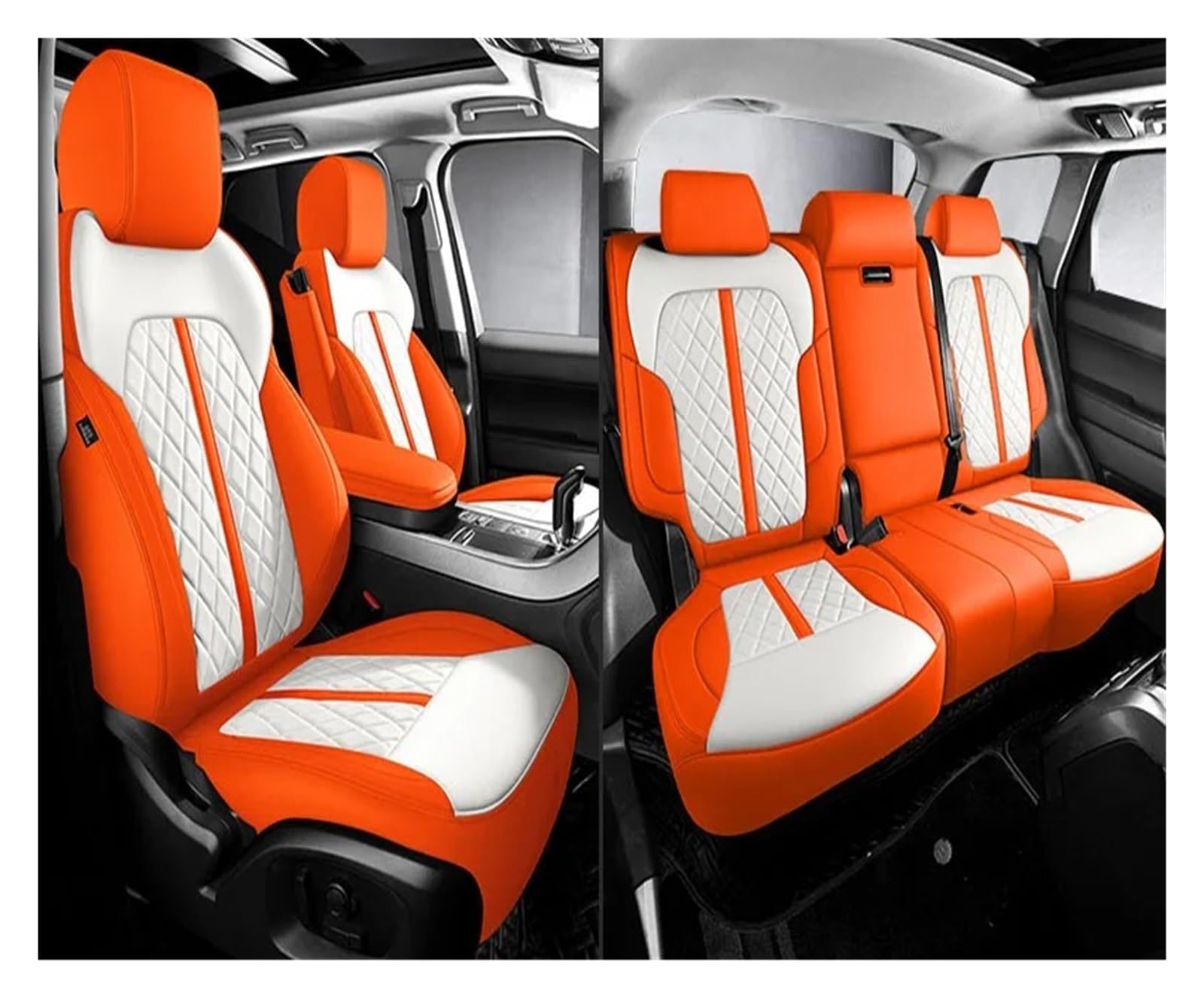 APNWVFO Sitzbezügesets Für Megane 2 3 Für Duster Für Talisman Für Scenic Für Captur Für Clio Für Fluence Für Kangoo Für Logan Für Kadjar Autositzbezüge Autositzüberzug(ORANGE White) von APNWVFO