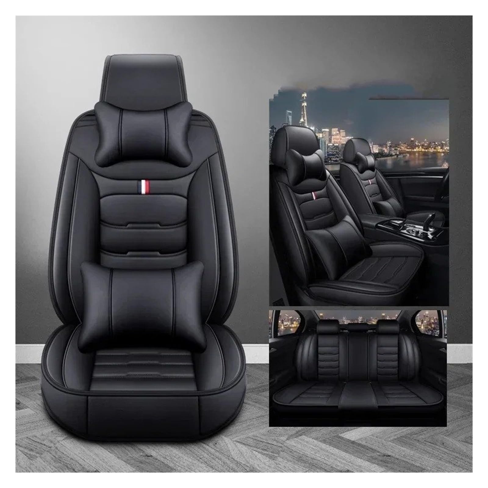 APNWVFO Sitzbezügesets Für Mitsubishi Für ASX Für RVR Für Eclipse Für Cross Für Lancer Für Pajero Für Sport Für Grandis Universeller Autositzbezug Aus Leder Autositzüberzug(B-Black 5seat) von APNWVFO