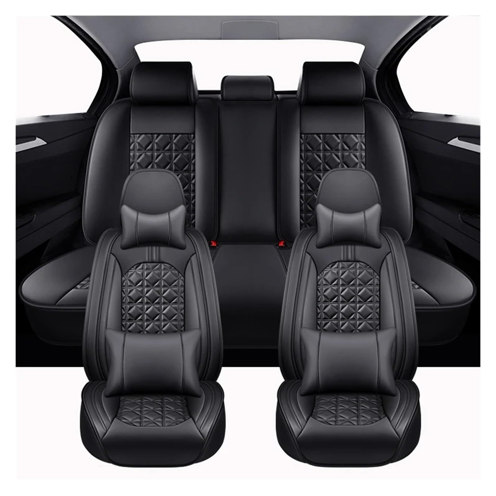 APNWVFO Sitzbezügesets Für Q3 Universal Full Set Autositzbezüge Autozubehör Autositzüberzug(Luxurious-Black) von APNWVFO