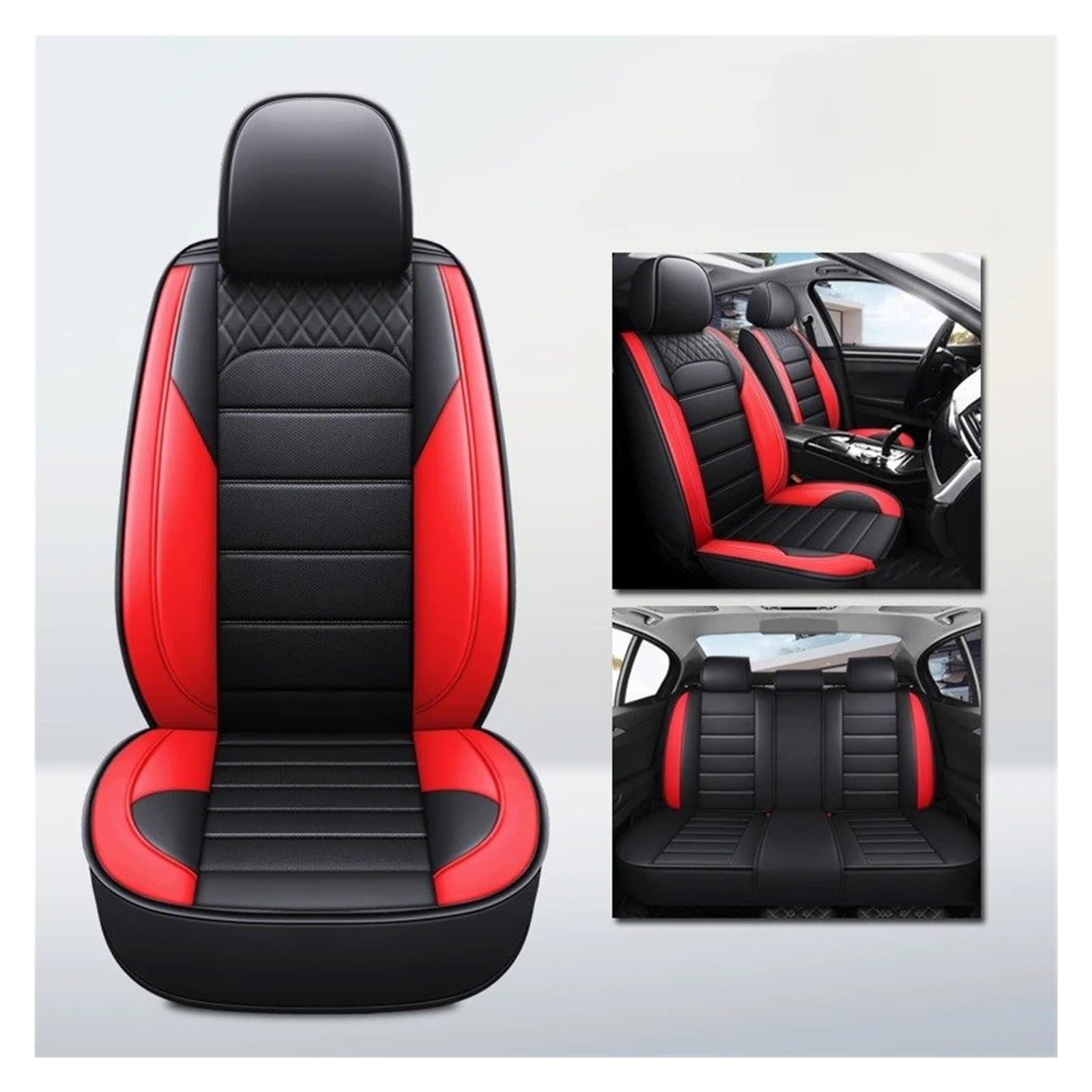 APNWVFO Sitzbezügesets Für Suzuki Für Kizashi Für Jimny Für Ignis Für Grand Für Vitara Universelle Autositzbezüge Autositzüberzug(A-Black red 5seat) von APNWVFO