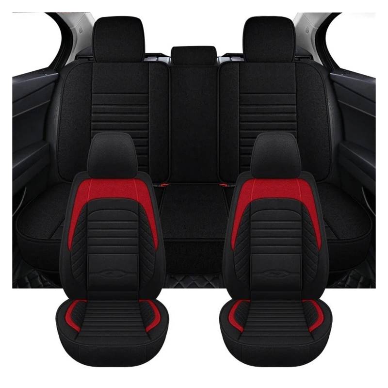 APNWVFO Sitzbezügesets Für Toyota Für Corolla Für RAV4 Für Camry Für Raize Universal Full Set Flachs Autositzbezüge Autositzüberzug(Black Red) von APNWVFO