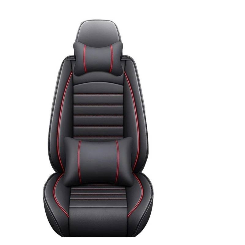 APNWVFO Sitzbezügesets Für Volvo S60L Für S90 Für XC60 Für XC90 V50 Für V60 XC40 CX70 Universal All Inclusive Auto Leder Sitzbezüge Autositzüberzug(BlackRed Pillow) von APNWVFO