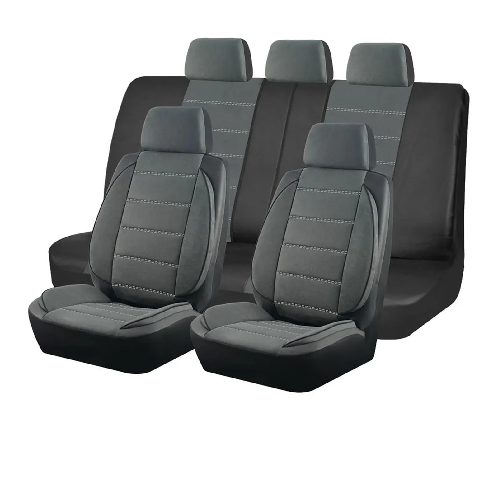 APNWVFO Sitzbezügesets Universal Autositzbezüge Seite Stereo Modellierung Leder Fluff Fit Für Die Meisten Auto Zubehör Innen Autositzüberzug(Gray 5 Seat) von APNWVFO