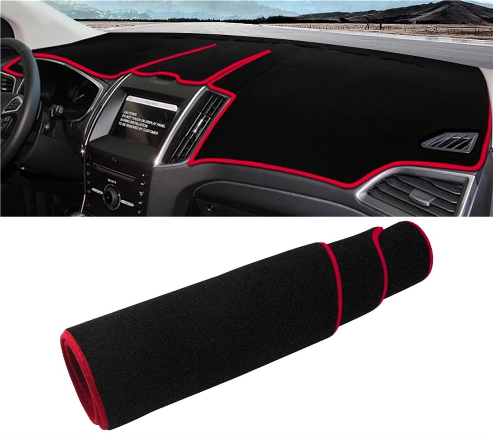 Armaturenbrett Abdeckung Matte Für Ford Für Edge 2015 2016 2017 2018 2019 2020 2021 2022 Auto-Armaturenbrett-Abdeckung Vermeiden Sie Lichtmatte Anti-UV-Rutsch-Pads Shade Board Pad(A Red Side) von APNWVFO