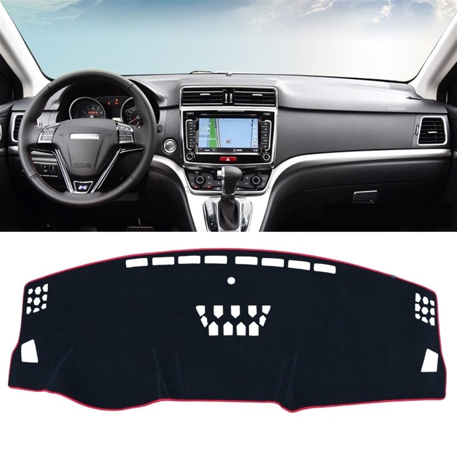 Armaturenbrett Abdeckung Matte Für Haval H6 2011-2014 2015 2016 2017 Auto Armaturenbrett Abdeckung Sonnenschutz Matten Vermeiden Licht Pads Anti-Uv Fall Instrument Shade Board Pad(A Red Side) von APNWVFO