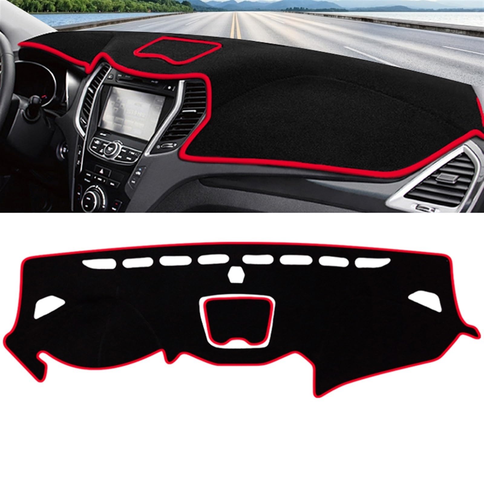 Armaturenbrett Abdeckung Matte Für Hyundai Für Santa Fe 3 2013 2014 2015 2016 2017 Auto Armaturenbrettabdeckung Vermeiden Sie Lichtmatte rutschfeste Unterlage Schutz DashMat Shade Board Pad(A LHD Red von APNWVFO