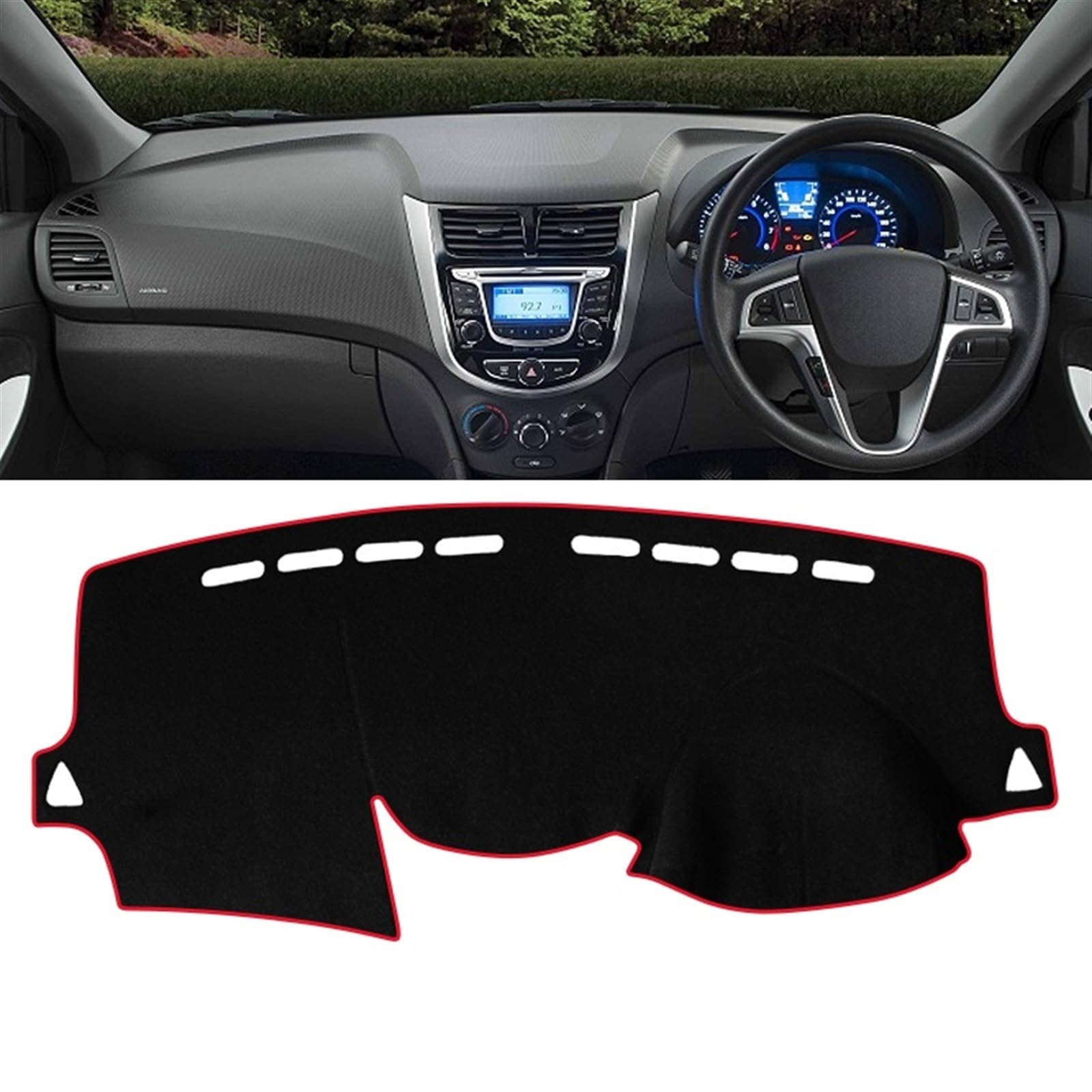 Armaturenbrett Abdeckung Matte Für Hyundai Für Solaris Für Accent Für Verna RB 2010 2011 2012 2013 2014 2015 2016 Auto-Armaturenbrett-Abdeckung, vermeiden Sie Lichtmatte Shade Board Pad(A RHD Red Side von APNWVFO