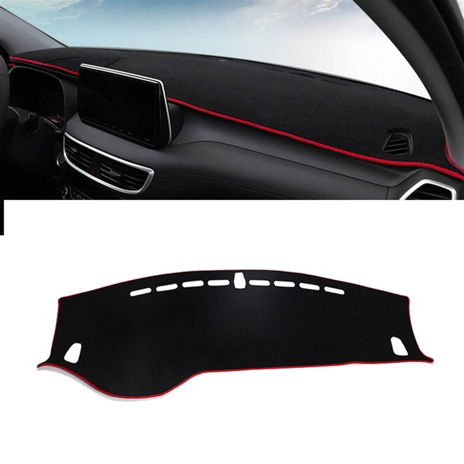 Armaturenbrett Abdeckung Matte Für Hyundai Für Tucson TL 2015 2016 2017 2018 2019 2020 Auto Dashboard Abdeckung Vermeiden Licht Pad Instrument Panel Matte Teppiche Shade Board Pad(2019-2020 Red Side) von APNWVFO