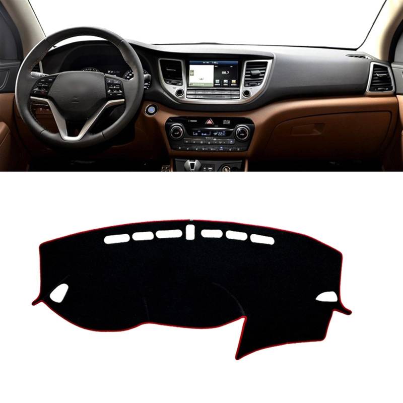 Armaturenbrett Abdeckung Matte Für Hyundai Für Tucson TL 2015 2016 2017 2018 2019 2020 Auto Dashboard Vermeiden Licht Pad Instrument Plattform Abdeckung Teppiche Shade Board Pad(LHD 2015-2018 Red) von APNWVFO