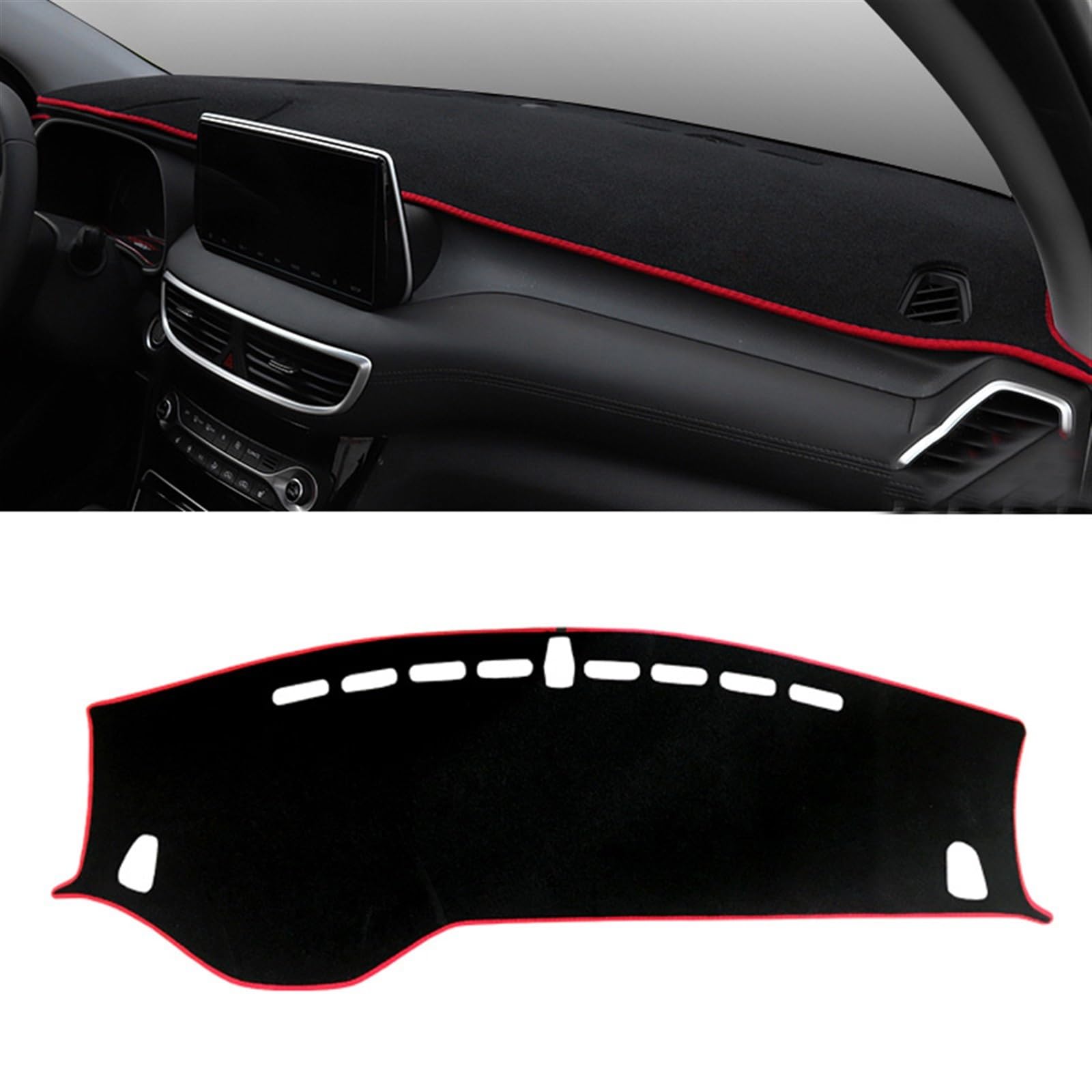 Armaturenbrett Abdeckung Matte Für Hyundai Für Tucson TL 2015 2016 2017 2018 2019 2020 Auto Dashboard Vermeiden Licht Pad Instrument Plattform Abdeckung Teppiche Shade Board Pad(LHD 2019-2020 Red) von APNWVFO