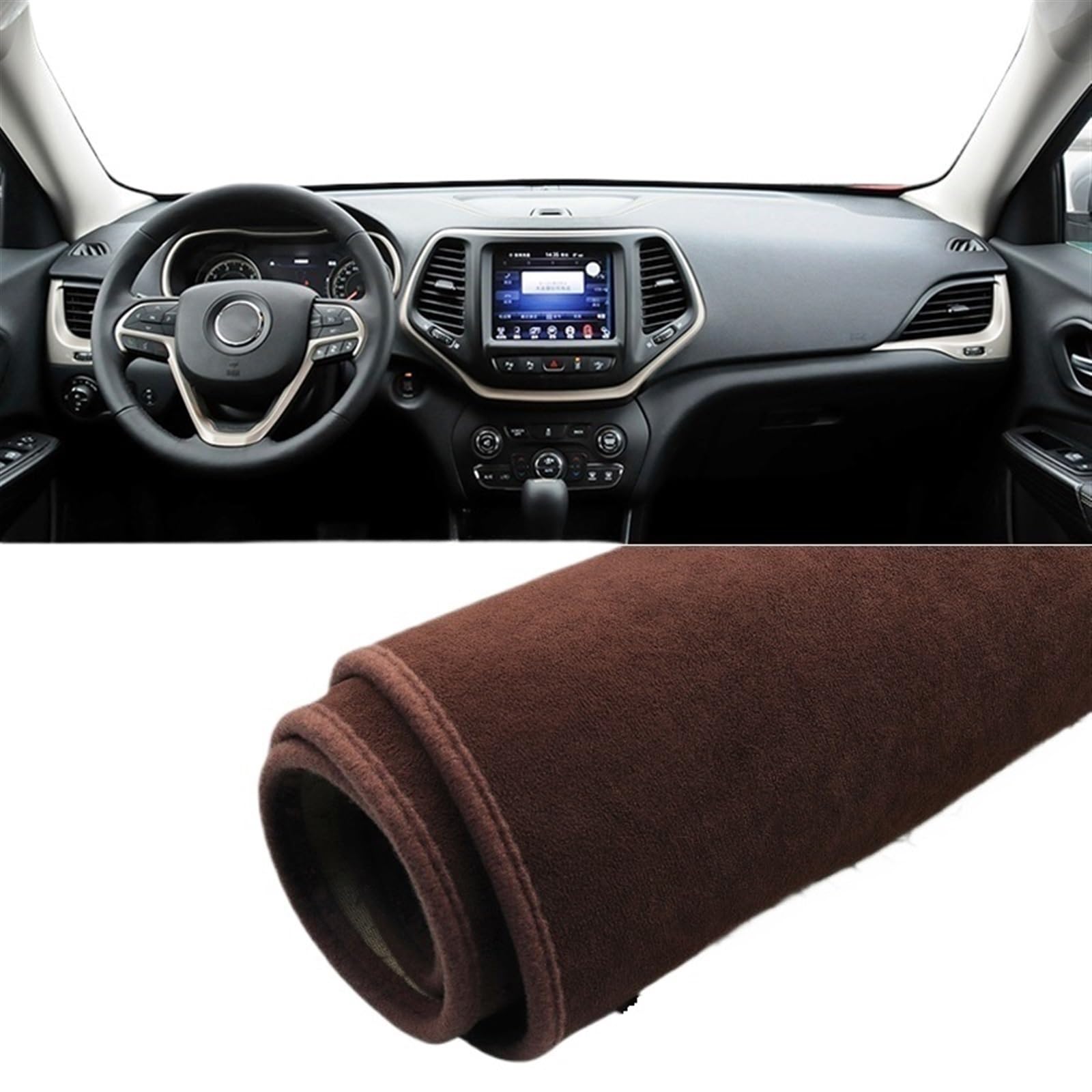 Armaturenbrett Abdeckung Matte Für Jeep Für Cherokee KL 2014 2015 2016 2017 2018 2019 2020 2021 Auto-Armaturenbrett-Abdeckungsmatte rutschfeste Instrumententeppiche Shade Board Pad(B Brown) von APNWVFO