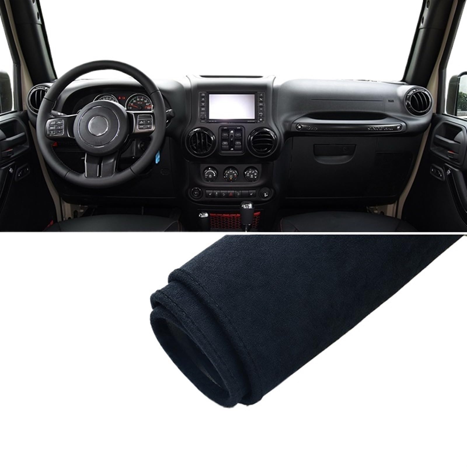 Armaturenbrett Abdeckung Matte Für Jeep Für Wrangler JK 2007 2008 2009 2010 2011 2012 2013 2014 2015 2016 2017 Auto Dashboard Vermeiden Licht Abdeckung Matte Shade Board Pad(Black LHD) von APNWVFO