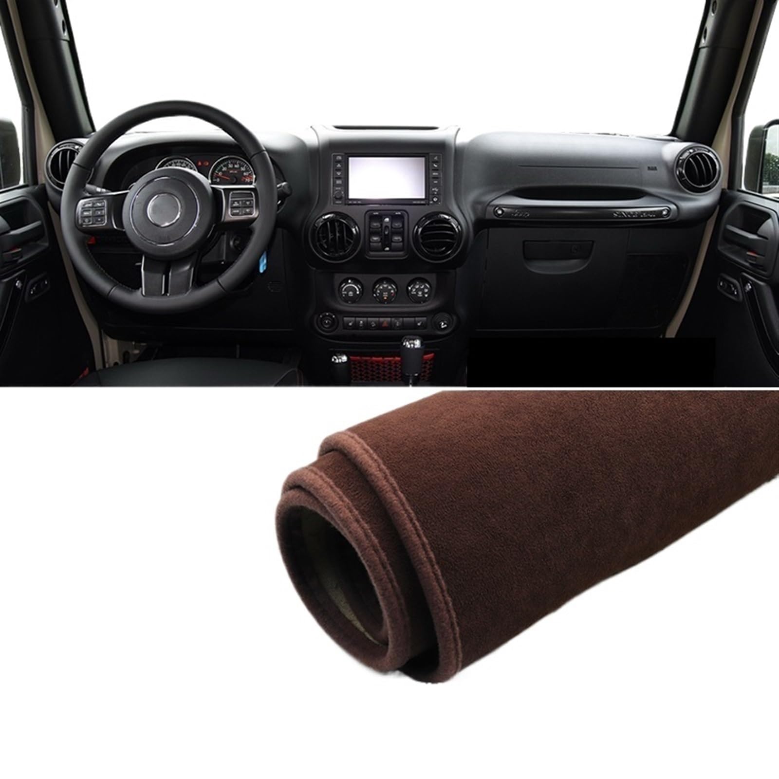 Armaturenbrett Abdeckung Matte Für Jeep Für Wrangler JK 2007 2008 2009 2010 2011 2012 2013 2014 2015 2016 2017 Auto Dashboard Vermeiden Licht Abdeckung Matte Shade Board Pad(Brown LHD) von APNWVFO