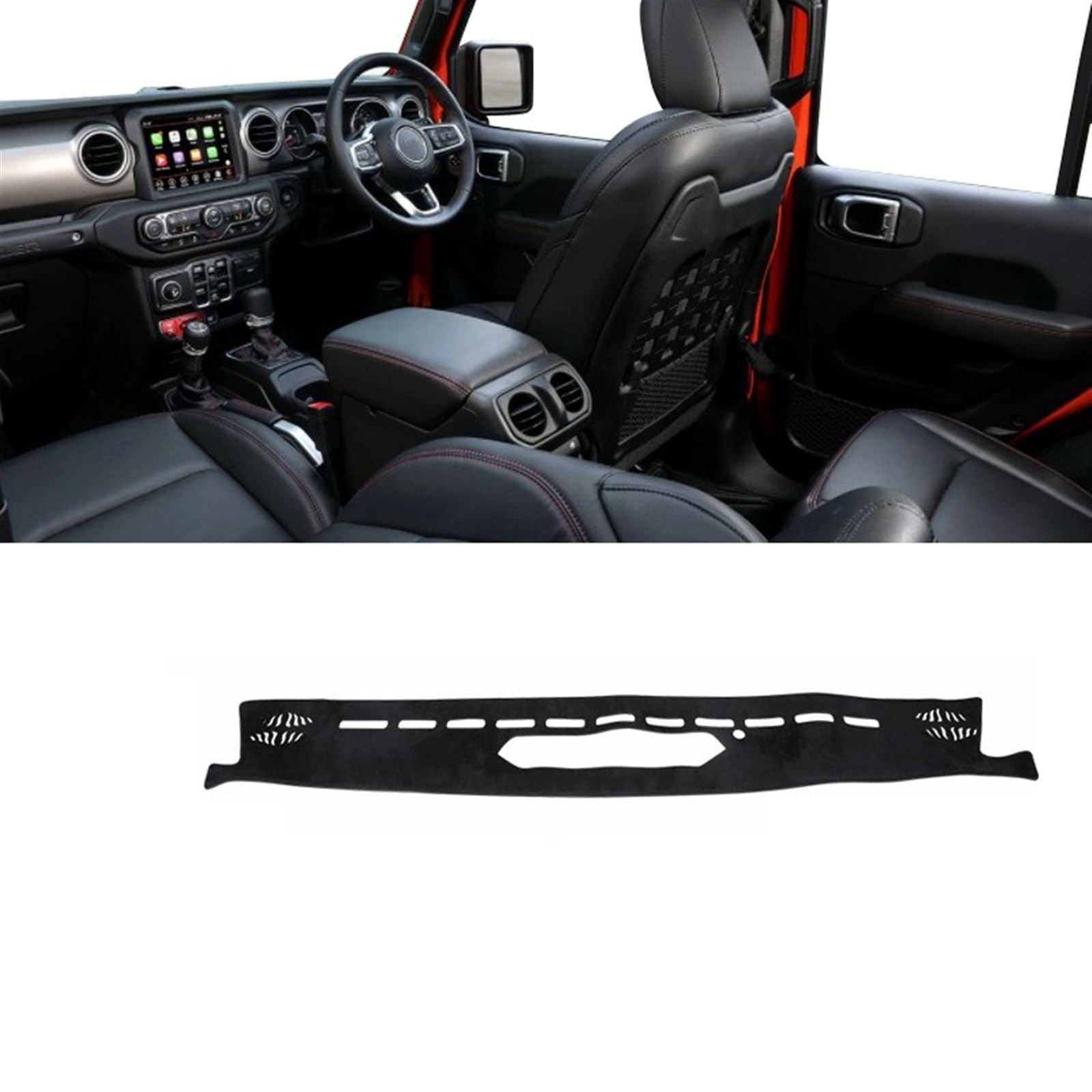 Armaturenbrett Abdeckung Matte Für Jeep Für Wrangler JL 2018 2019 2020 2021 2022 2023 2024 Auto Dashboard Abdeckung Vermeiden Licht Matte Instrument Panel Teppich Shade Board Pad(Black RHD) von APNWVFO