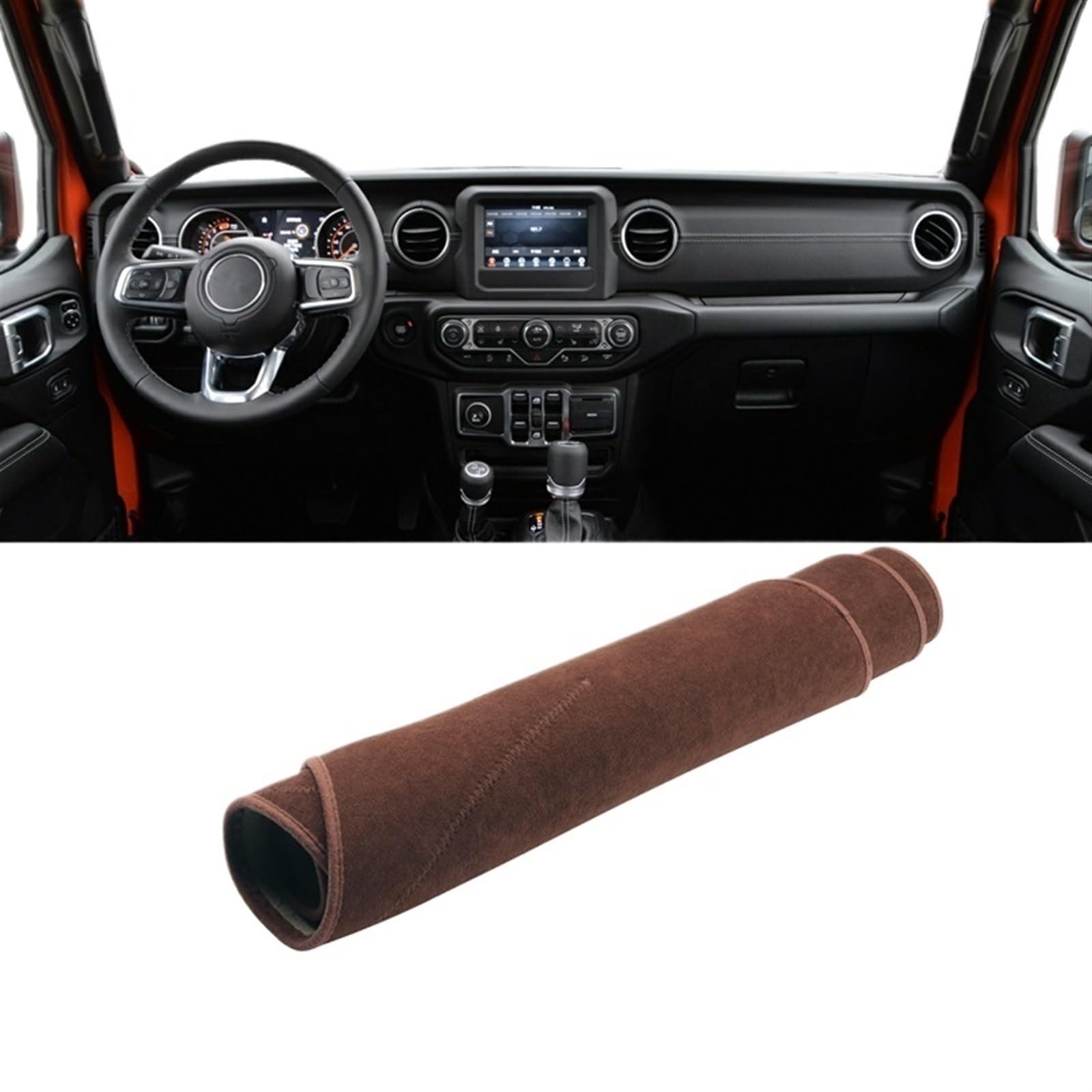 Armaturenbrett Abdeckung Matte Für Jeep Für Wrangler JL 2018 2019 2020 2021 2022 2023 2024 Auto Dashboard Abdeckung Vermeiden Licht Matte Instrument Panel Teppich Shade Board Pad(Brown LHD) von APNWVFO