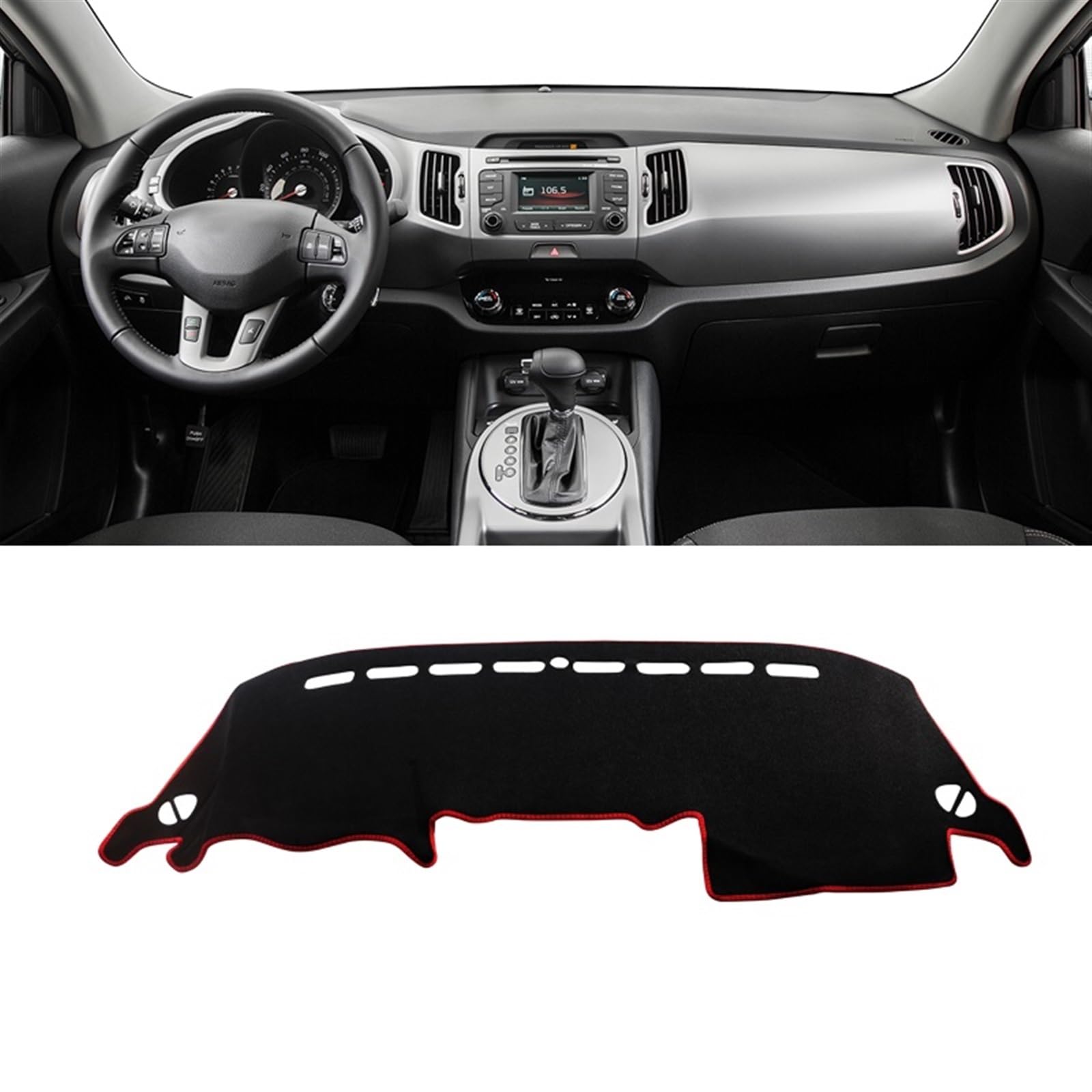 Armaturenbrett Abdeckung Matte Für Kia Für Sportage 3 R 2011 2012 2013 2014 2015 Auto Armaturenbrett-Abdeckungsmatte Anti-UV-Rutsch-Pad Instrumententafel-Teppich Shade Board Pad(A Red Side LHD) von APNWVFO